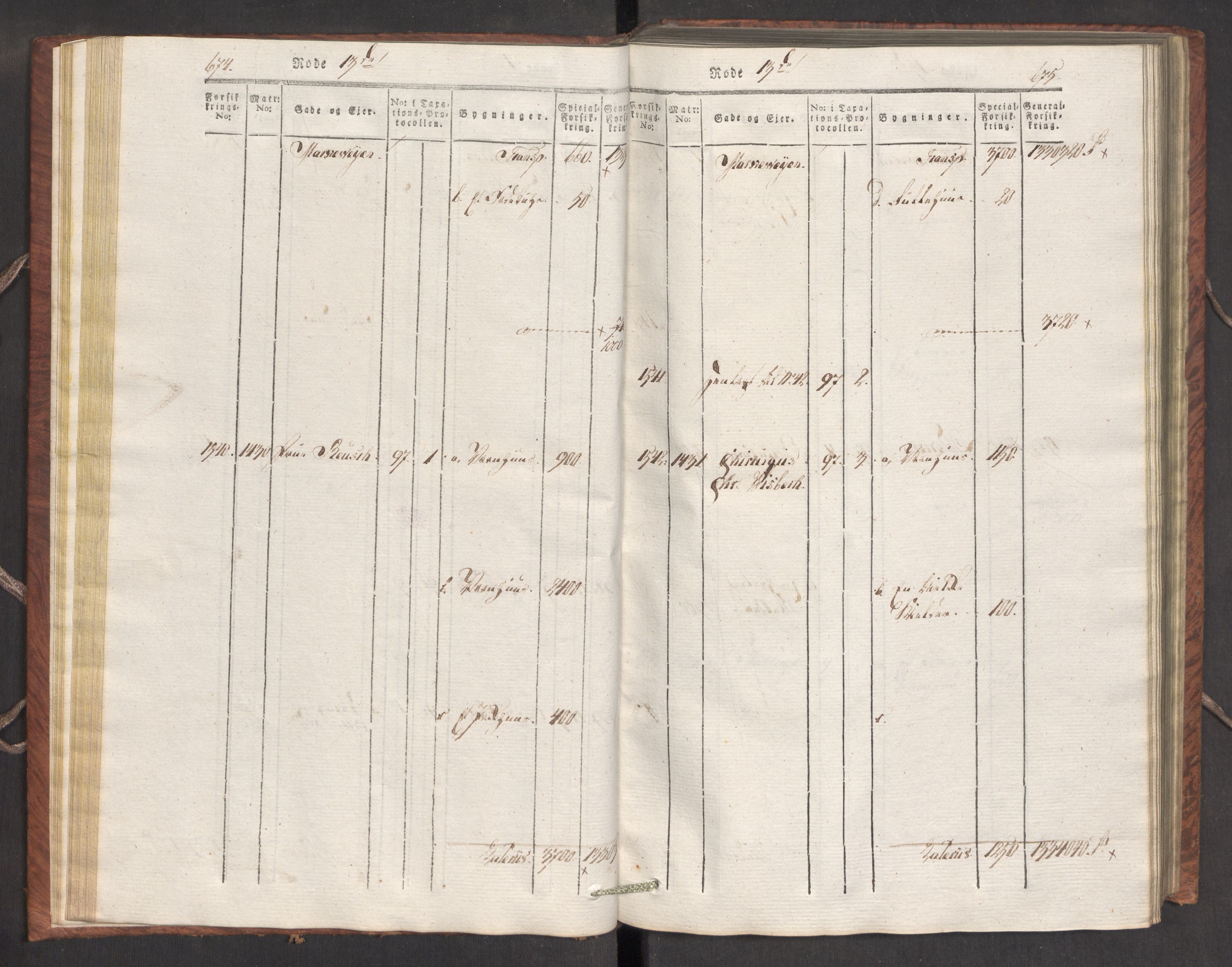 Kommersekollegiet, Brannforsikringskontoret 1767-1814, AV/RA-EA-5458/F/Fa/L0007/0002: Bergen / Branntakstprotokoll, 1807-1817, p. 674-675