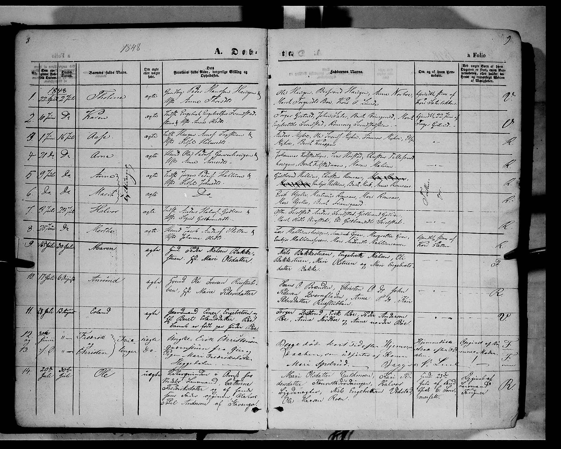 Ringebu prestekontor, SAH/PREST-082/H/Ha/Haa/L0006: Parish register (official) no. 6, 1848-1859, p. 8-9