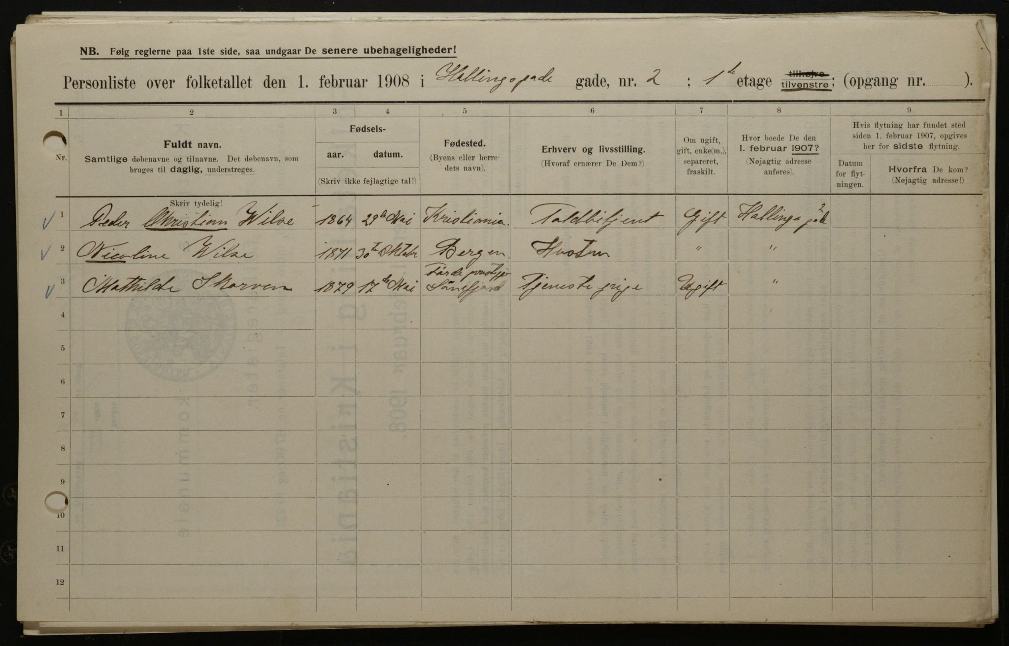 OBA, Municipal Census 1908 for Kristiania, 1908, p. 30782