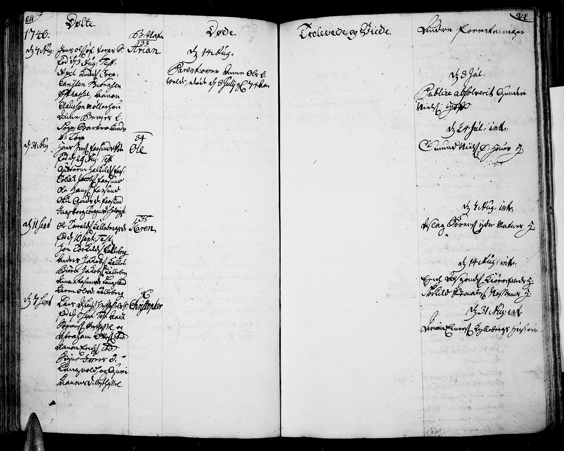 Lista sokneprestkontor, AV/SAK-1111-0027/F/Fa/L0002: Parish register (official) no. A 2 /1, 1726-1742, p. 211-212