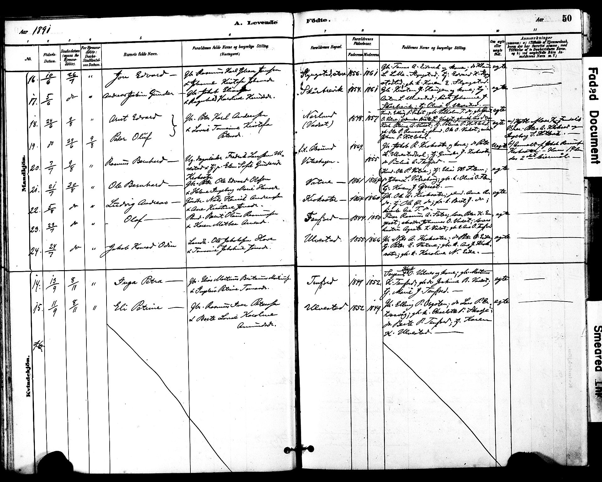 Ministerialprotokoller, klokkerbøker og fødselsregistre - Møre og Romsdal, AV/SAT-A-1454/525/L0374: Parish register (official) no. 525A04, 1880-1899, p. 50