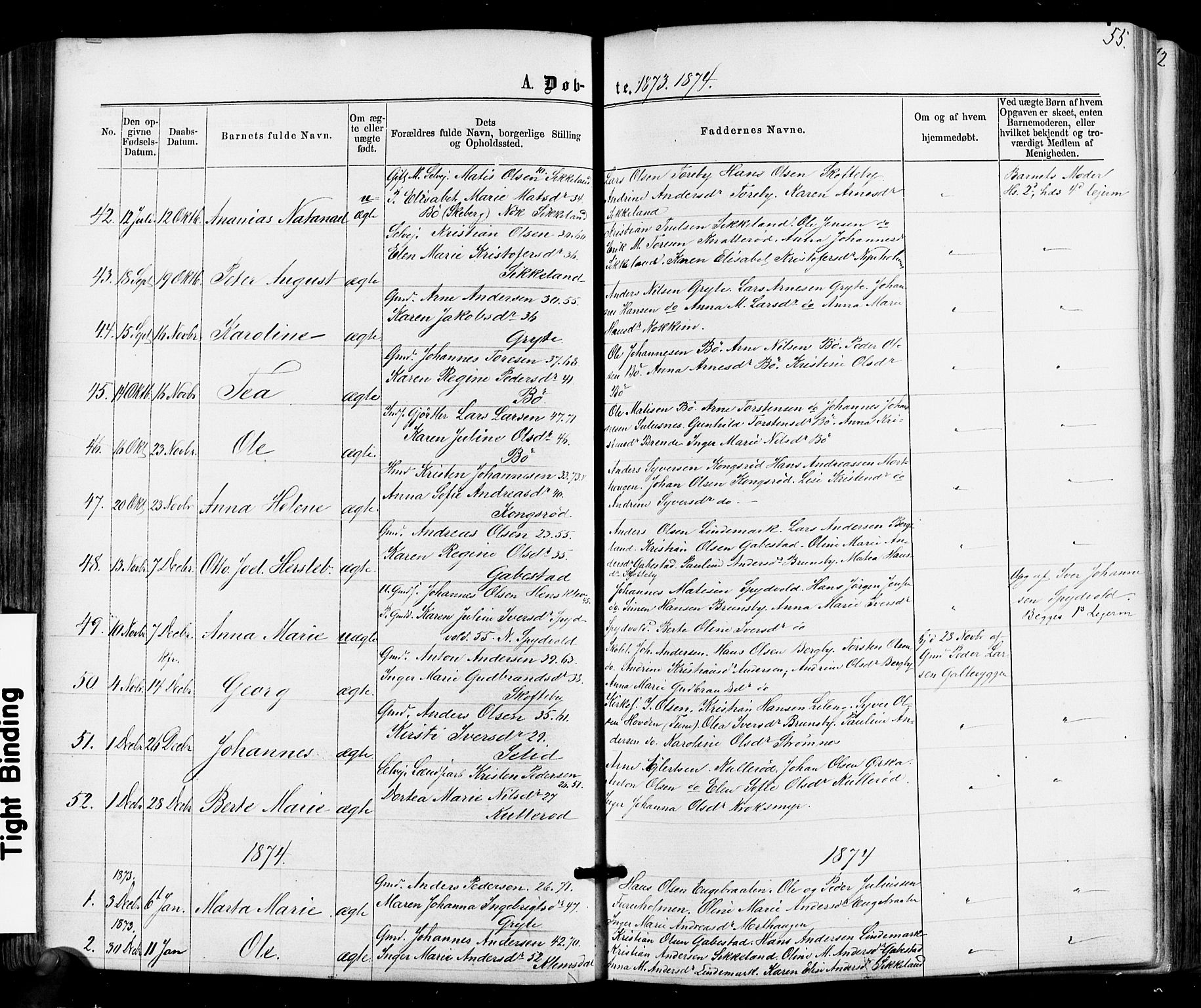 Varteig prestekontor Kirkebøker, AV/SAO-A-10447a/F/Fa/L0001: Parish register (official) no. 1, 1861-1877, p. 55