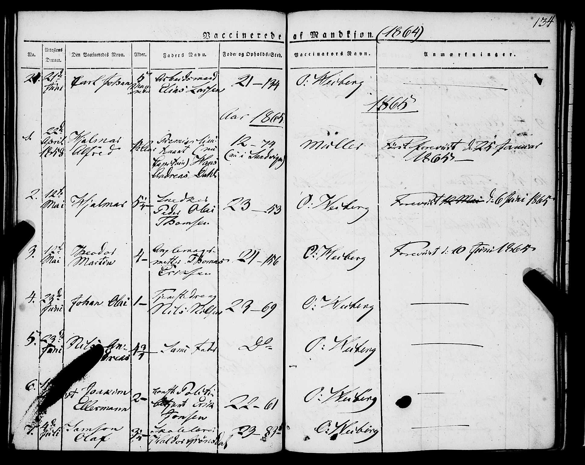 Korskirken sokneprestembete, SAB/A-76101/H/Haa/L0050: Parish register (official) no. F 1, 1821-1869, p. 134