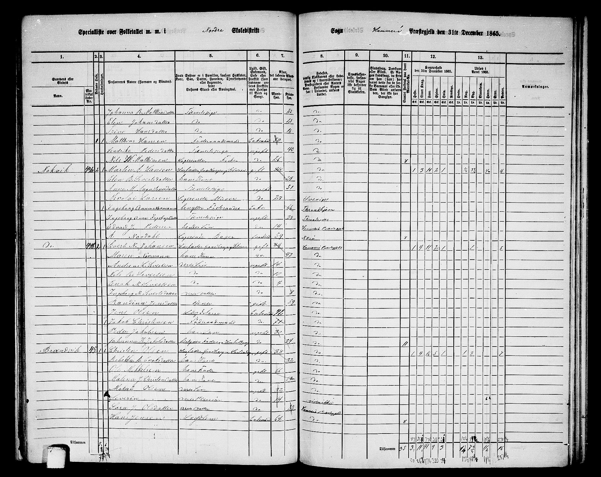 RA, 1865 census for Hamarøy, 1865, p. 23