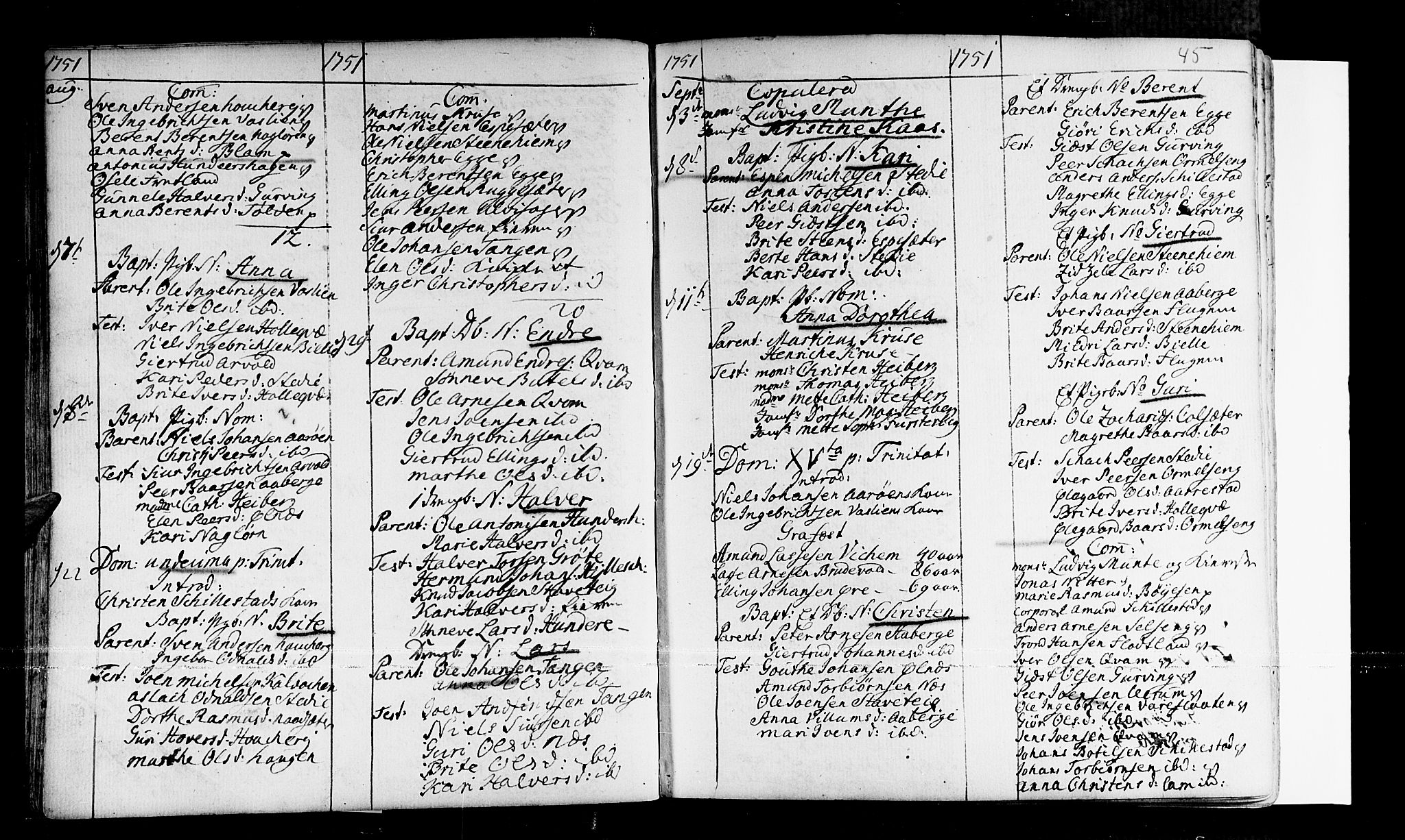 Sogndal sokneprestembete, SAB/A-81301/H/Haa/Haaa/L0003: Parish register (official) no. A 3, 1747-1768, p. 45