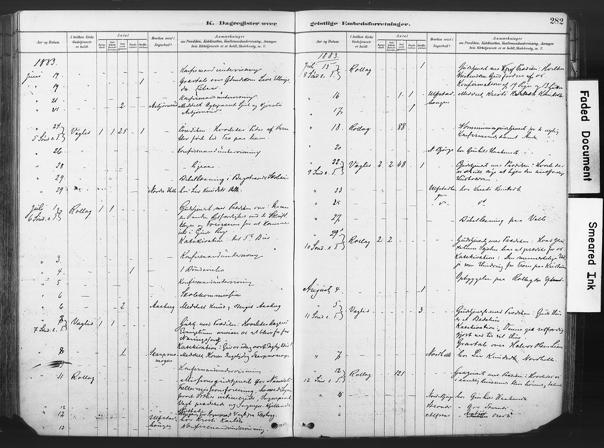 Rollag kirkebøker, AV/SAKO-A-240/F/Fa/L0011: Parish register (official) no. I 11, 1878-1902, p. 282