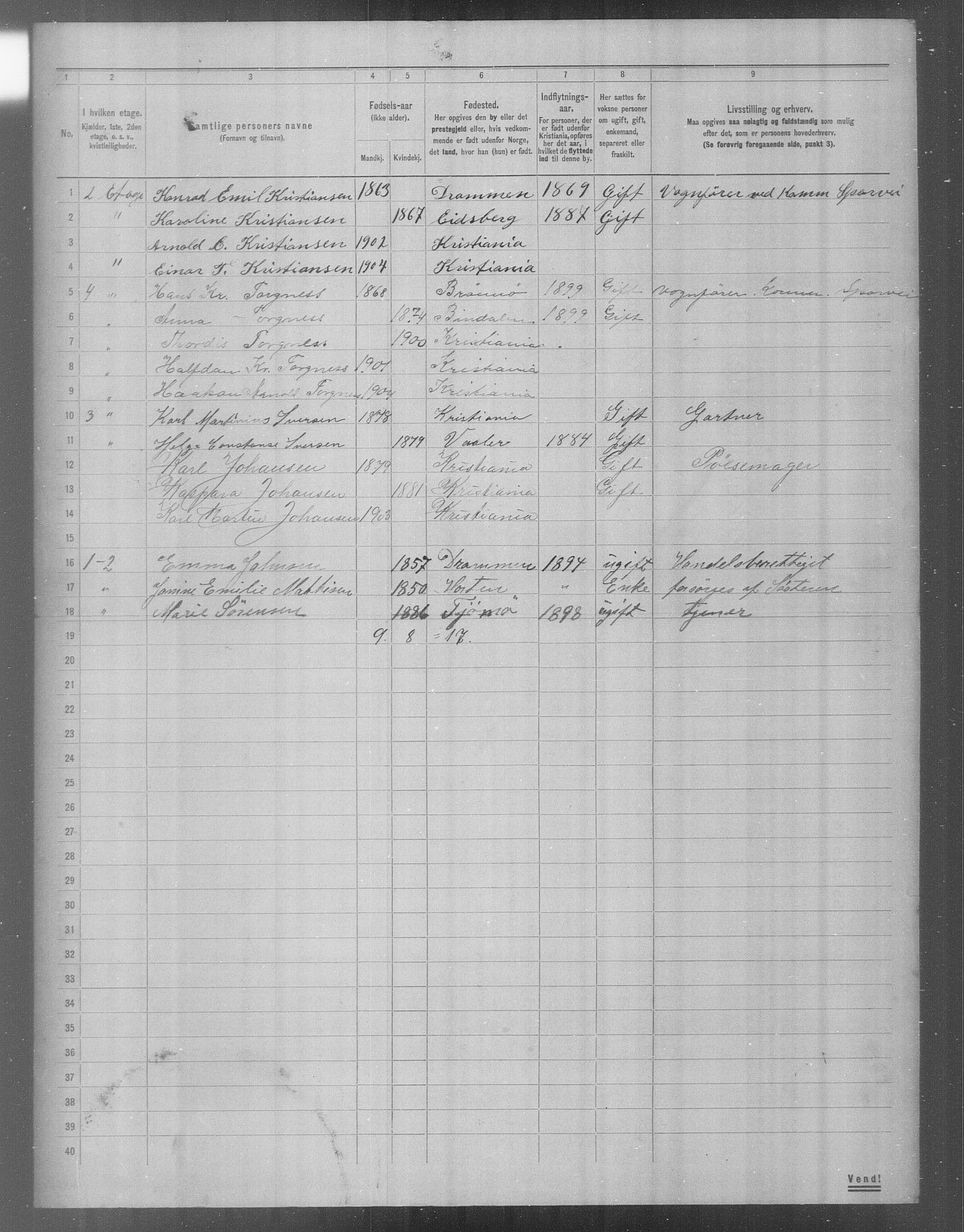 OBA, Municipal Census 1904 for Kristiania, 1904, p. 19326