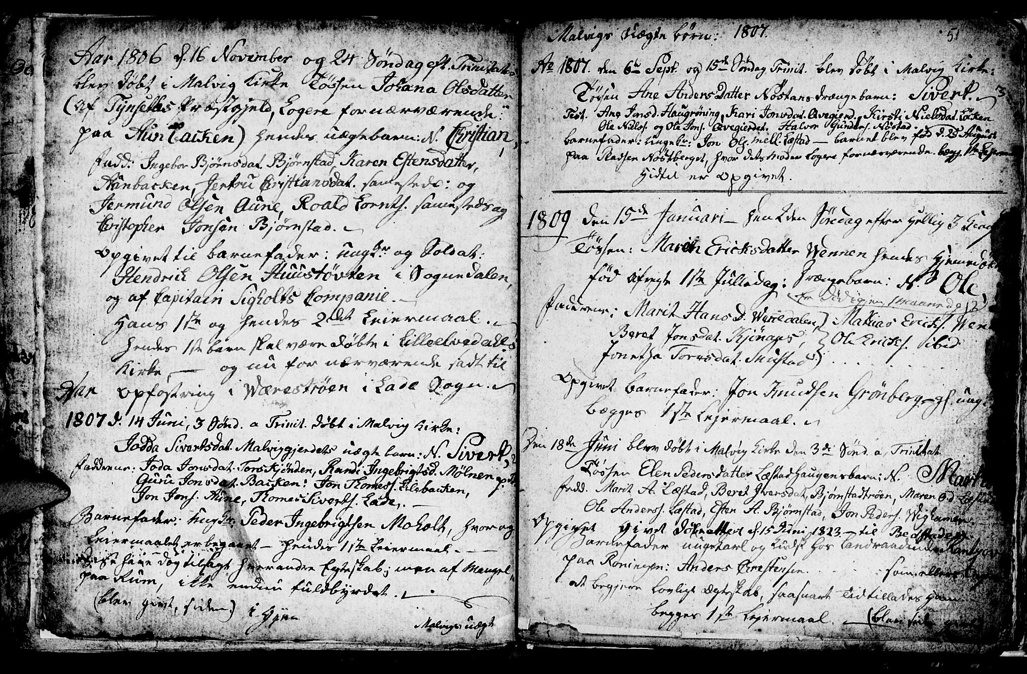 Ministerialprotokoller, klokkerbøker og fødselsregistre - Sør-Trøndelag, SAT/A-1456/616/L0419: Parish register (copy) no. 616C02, 1797-1816, p. 51