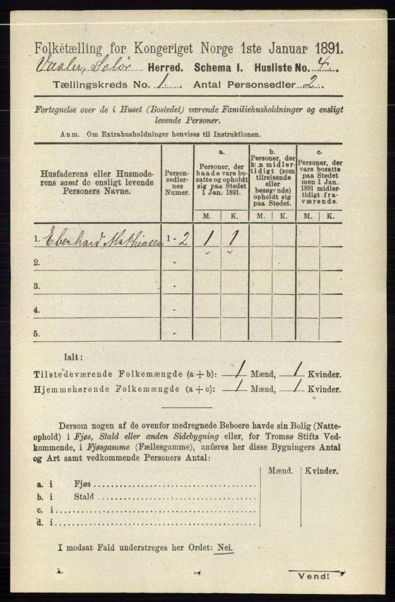 RA, 1891 census for 0426 Våler, 1891, p. 29