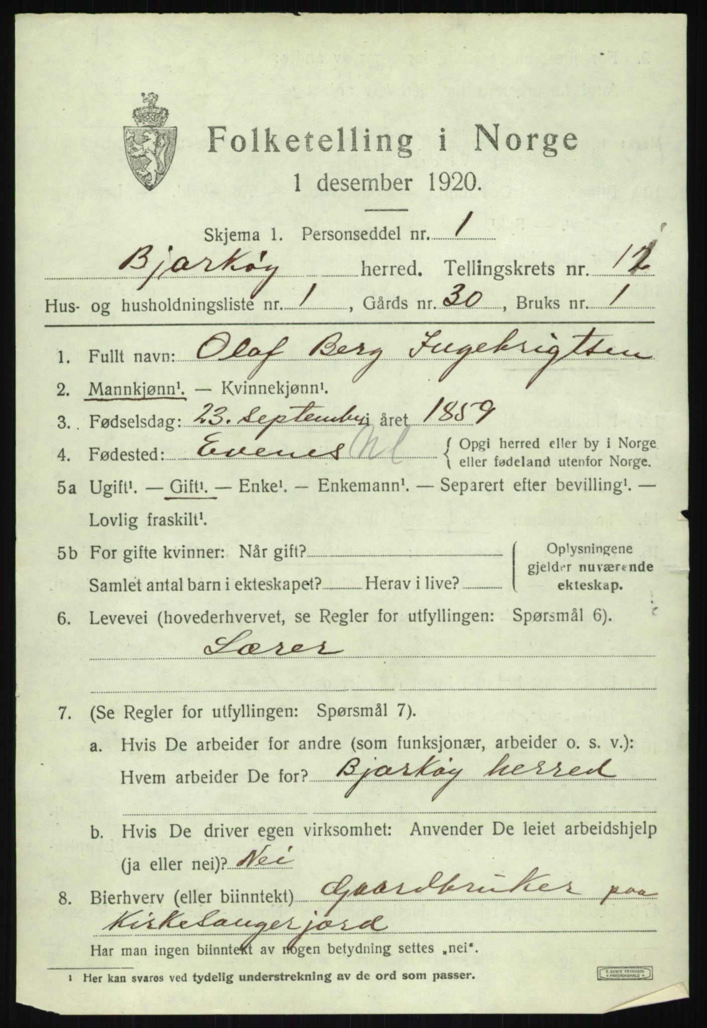 SATØ, 1920 census for Bjarkøy, 1920, p. 4281