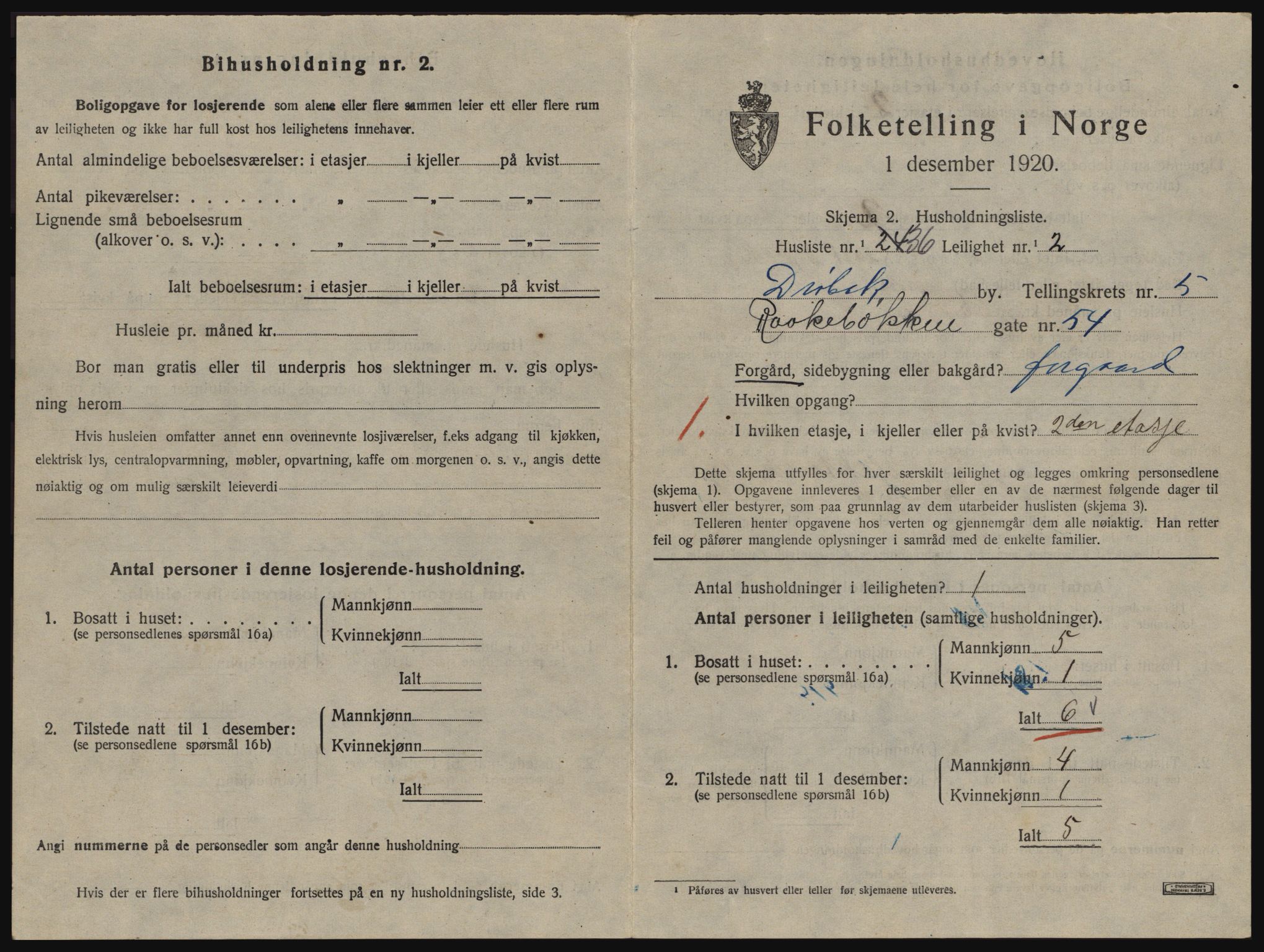 SAO, 1920 census for Drøbak, 1920, p. 1523