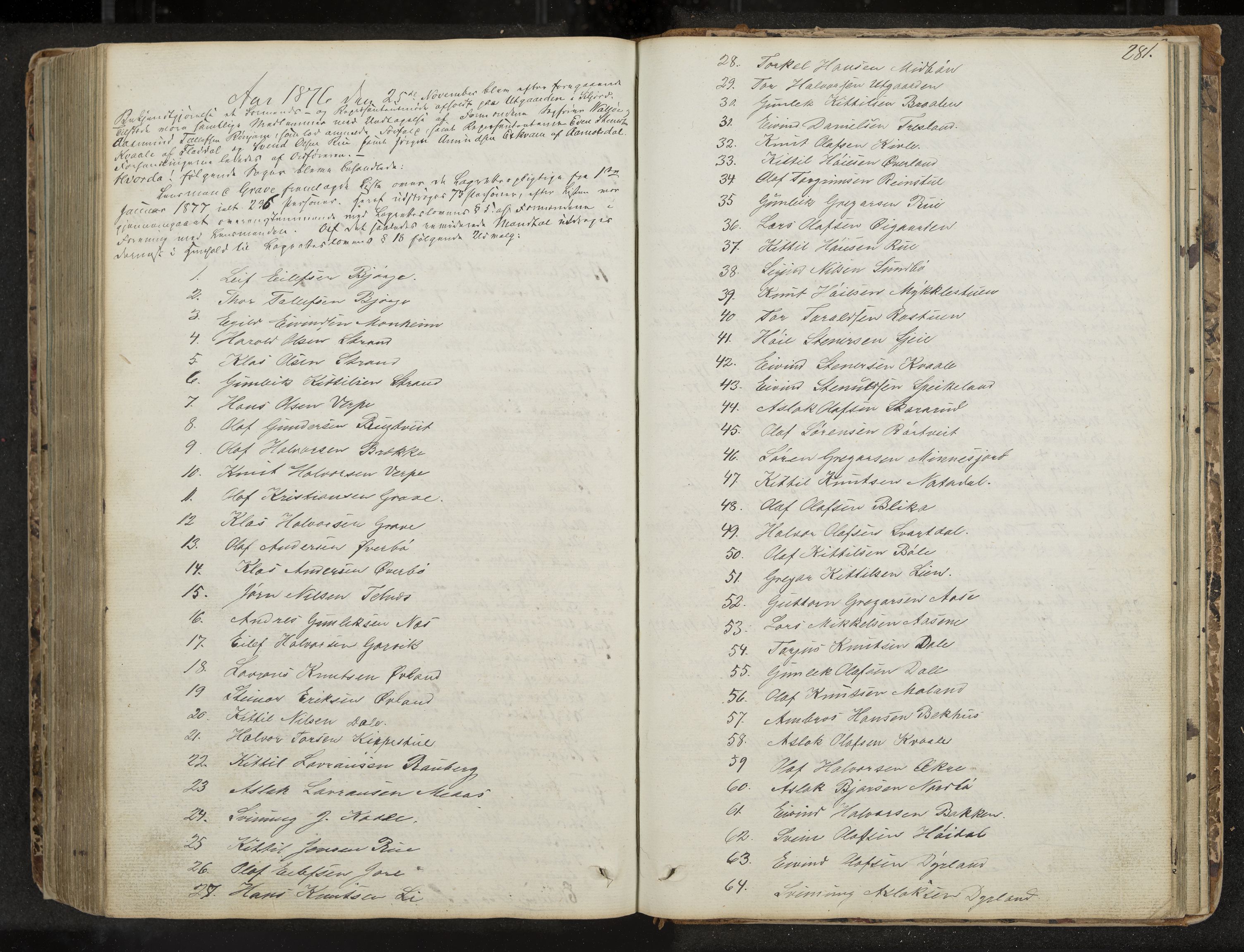 Seljord formannskap og sentraladministrasjon, IKAK/0828021/A/Aa/L0001: Møtebok med register, 1838-1879, p. 281