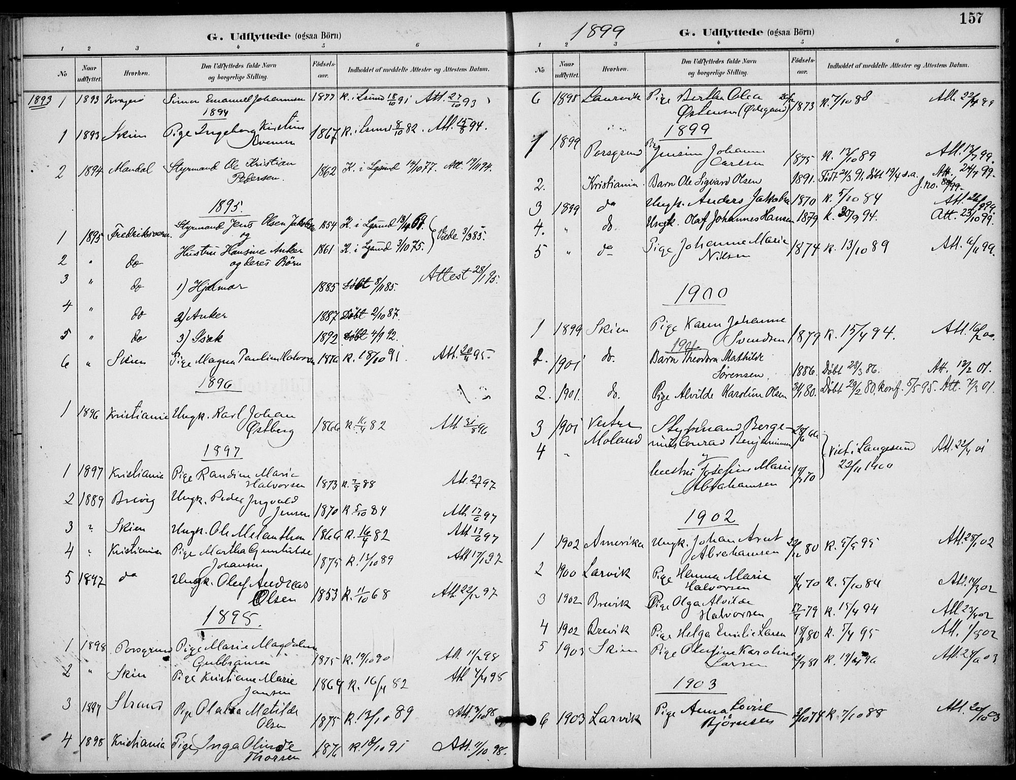 Langesund kirkebøker, SAKO/A-280/F/Fa/L0003: Parish register (official) no. 3, 1893-1907, p. 157