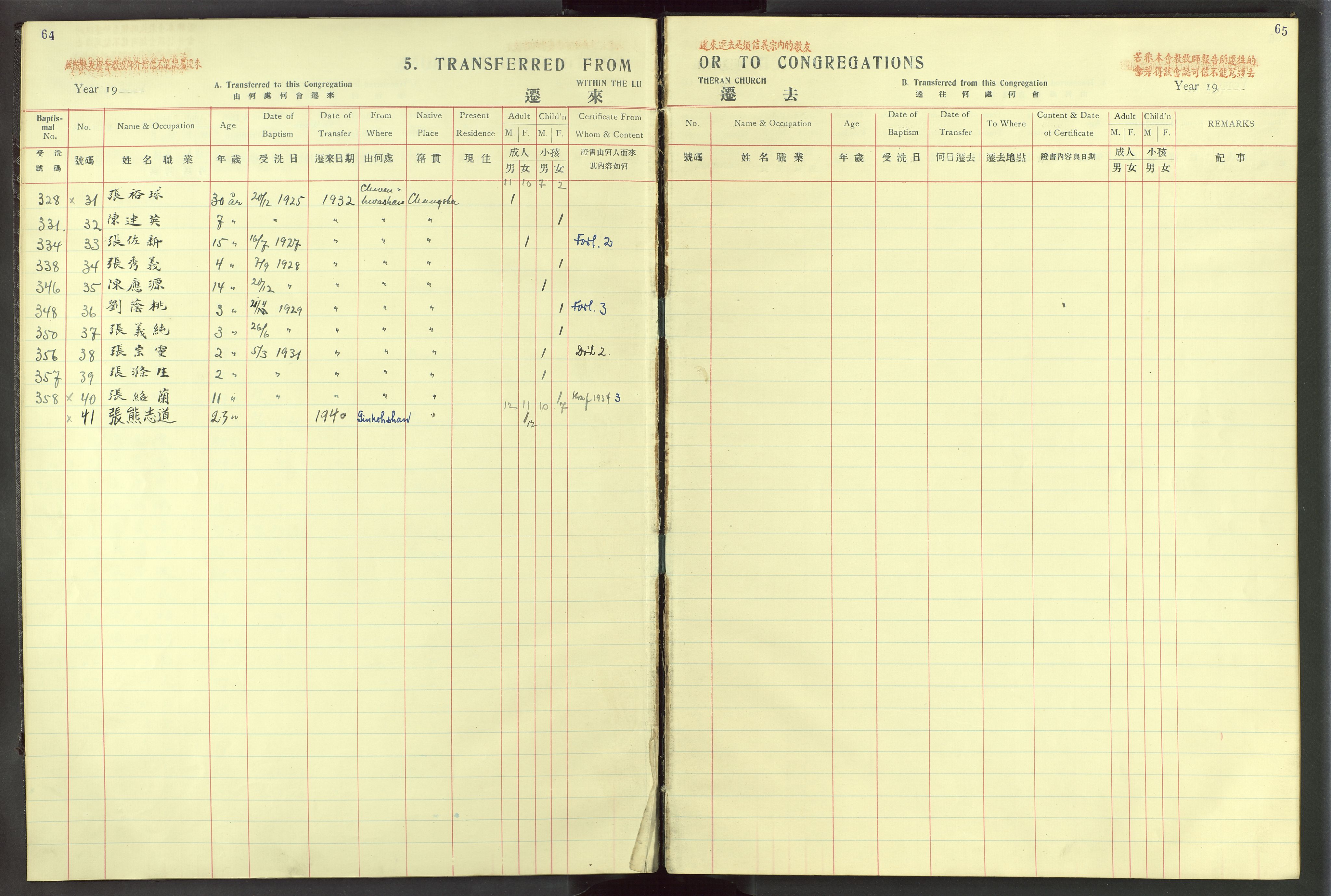 Det Norske Misjonsselskap - utland - Kina (Hunan), VID/MA-A-1065/Dm/L0015: Parish register (official) no. -, 1932-1948, p. 64-65