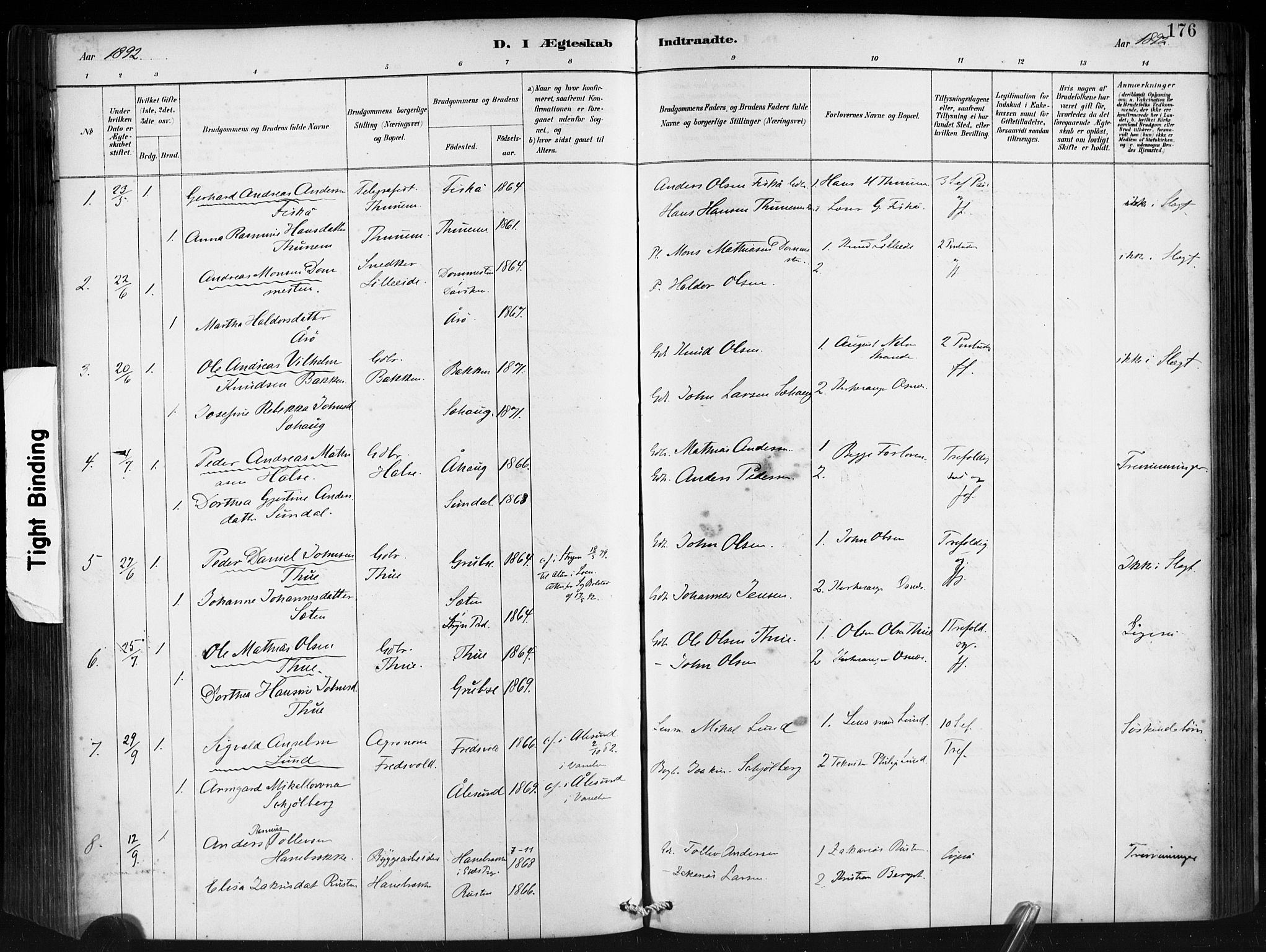 Ministerialprotokoller, klokkerbøker og fødselsregistre - Møre og Romsdal, AV/SAT-A-1454/501/L0008: Parish register (official) no. 501A08, 1885-1901, p. 176