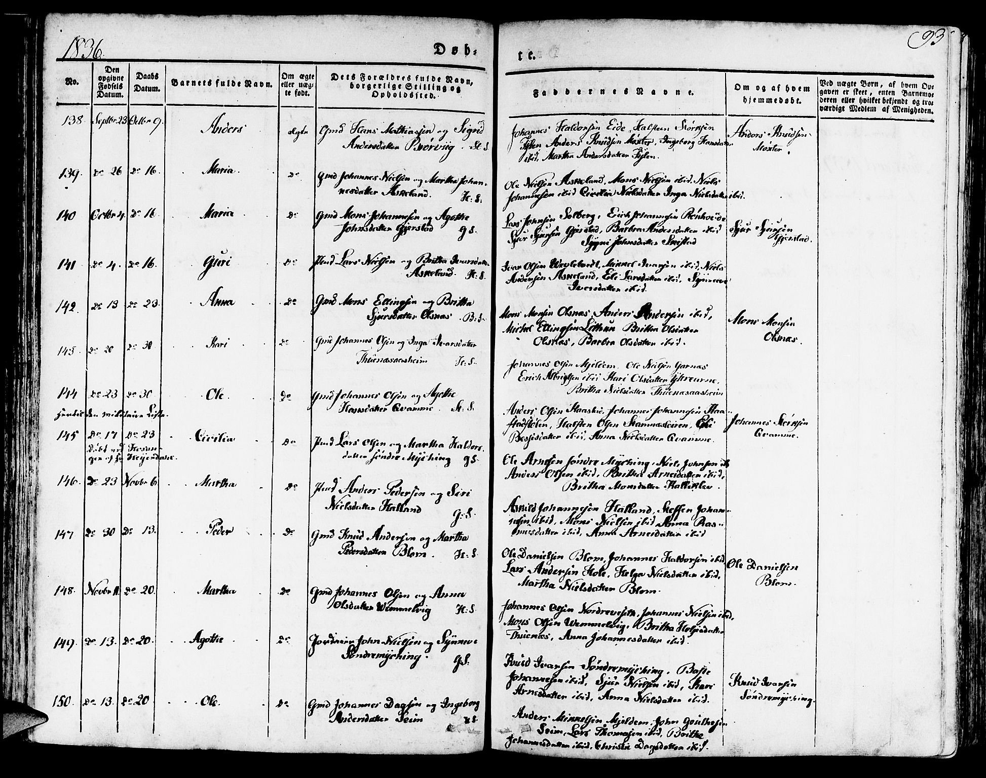 Haus sokneprestembete, AV/SAB-A-75601/H/Haa: Parish register (official) no. A 14, 1827-1838, p. 93