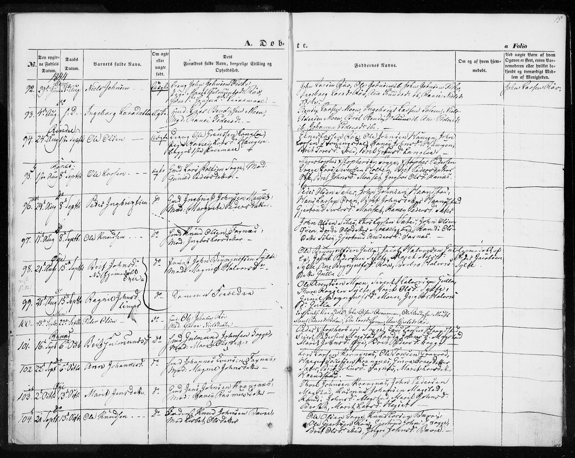 Ministerialprotokoller, klokkerbøker og fødselsregistre - Møre og Romsdal, AV/SAT-A-1454/595/L1043: Parish register (official) no. 595A05, 1843-1851, p. 15