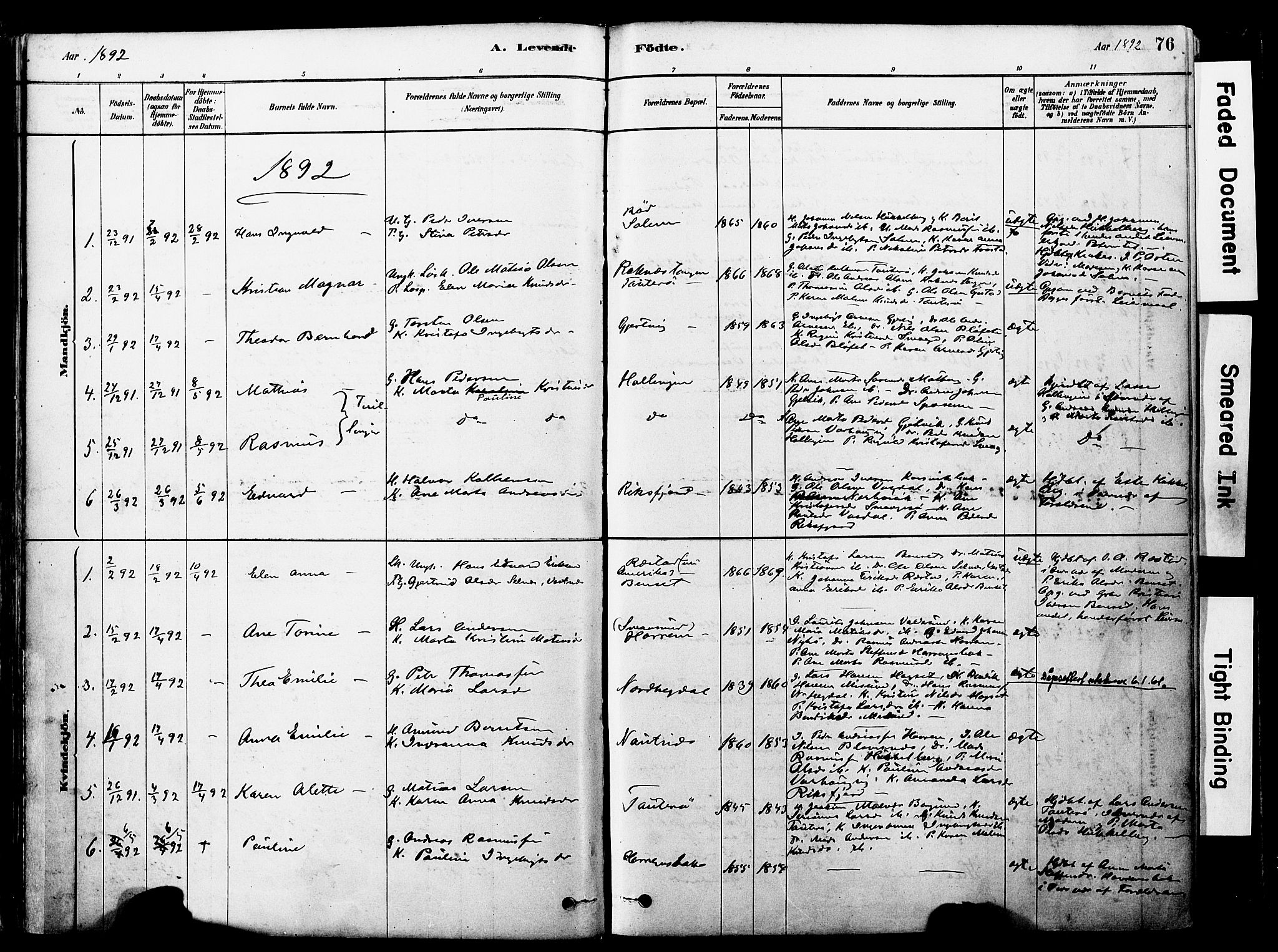 Ministerialprotokoller, klokkerbøker og fødselsregistre - Møre og Romsdal, SAT/A-1454/560/L0721: Parish register (official) no. 560A05, 1878-1917, p. 76