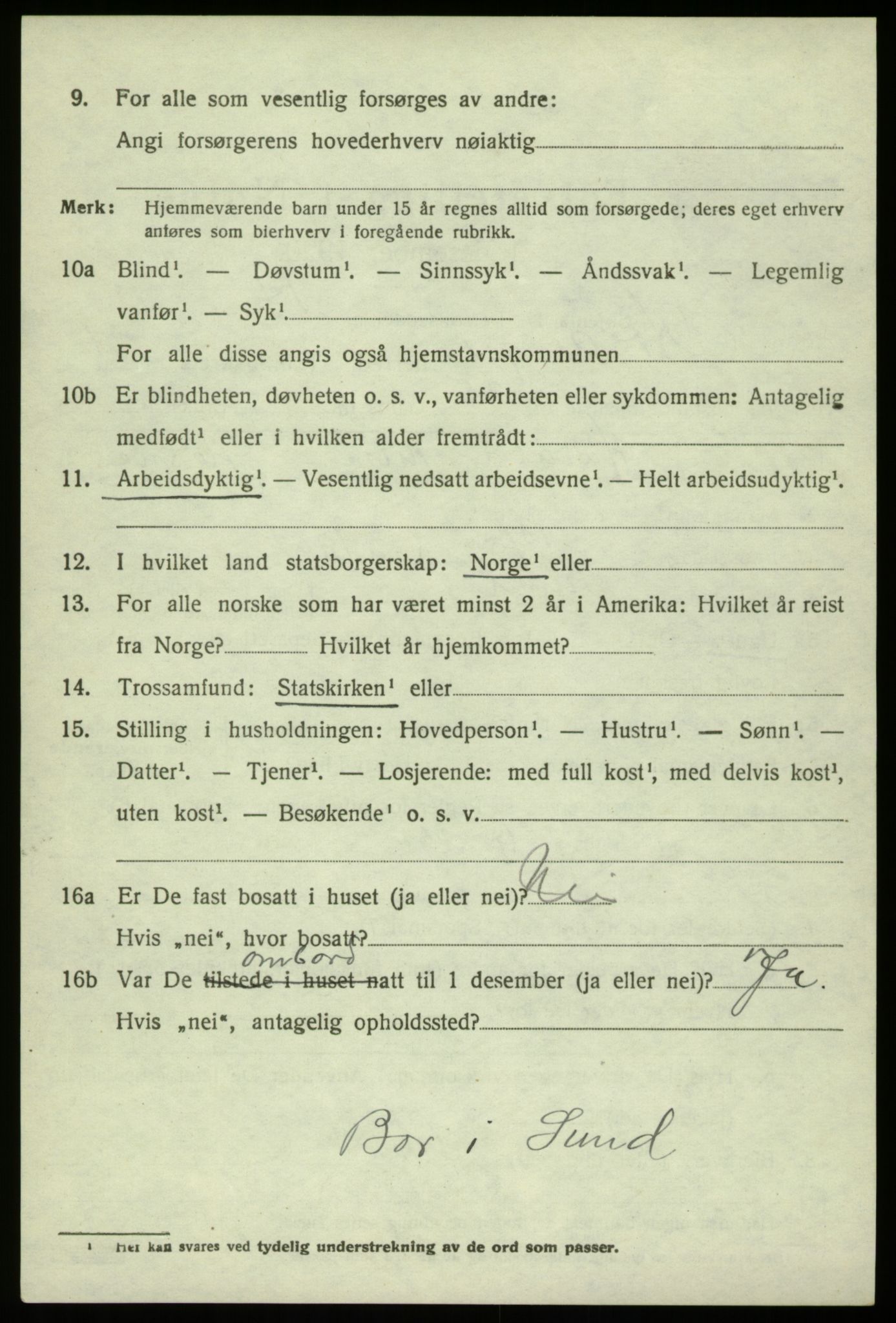 SAB, 1920 census for Hosanger, 1920, p. 2300