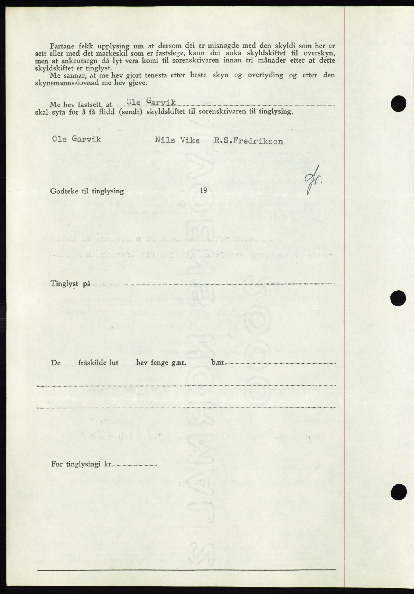 Søre Sunnmøre sorenskriveri, AV/SAT-A-4122/1/2/2C/L0070: Mortgage book no. 64, 1940-1941, Diary no: : 772/1940