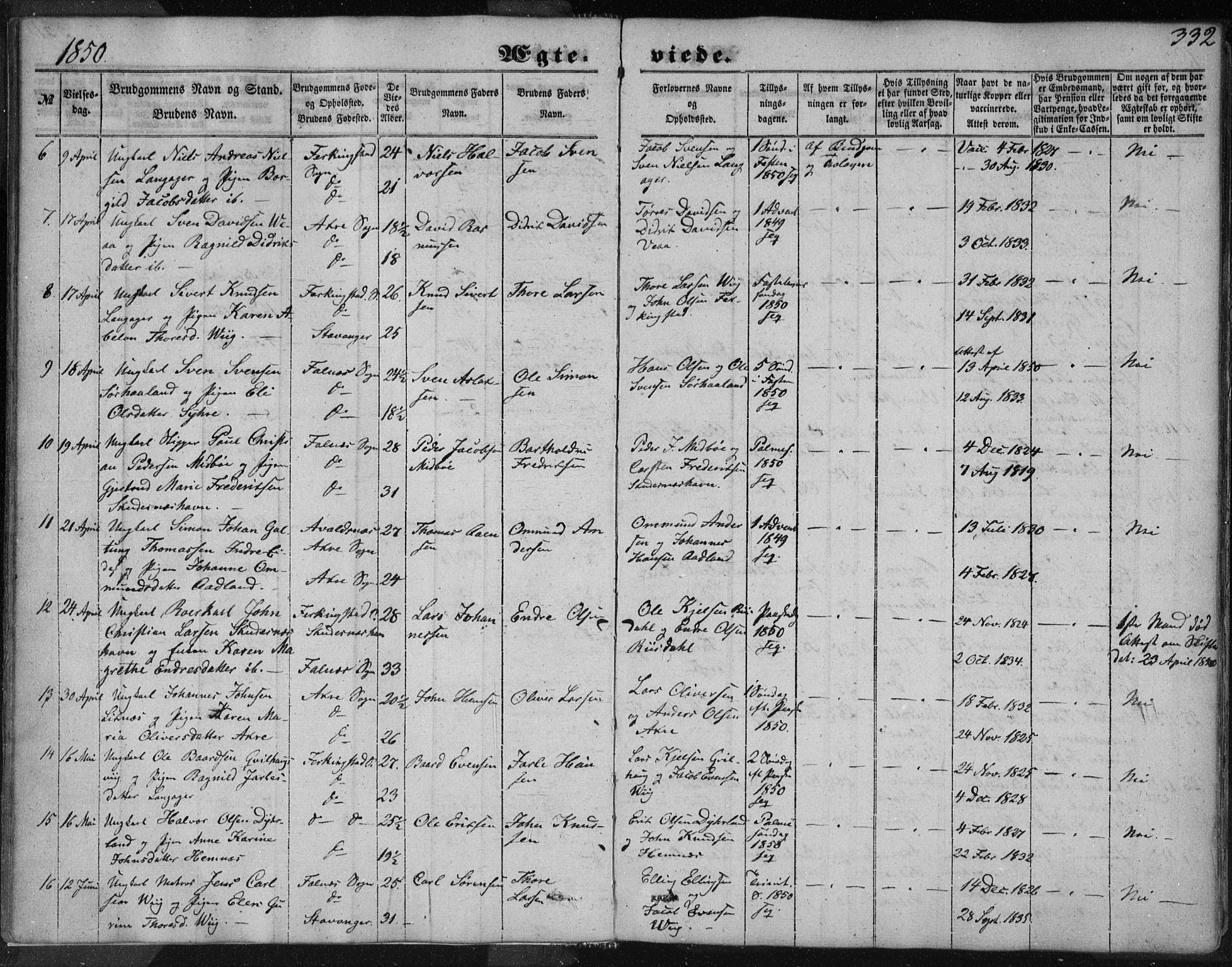 Skudenes sokneprestkontor, AV/SAST-A -101849/H/Ha/Haa/L0005: Parish register (official) no. A 3.2, 1847-1863, p. 332