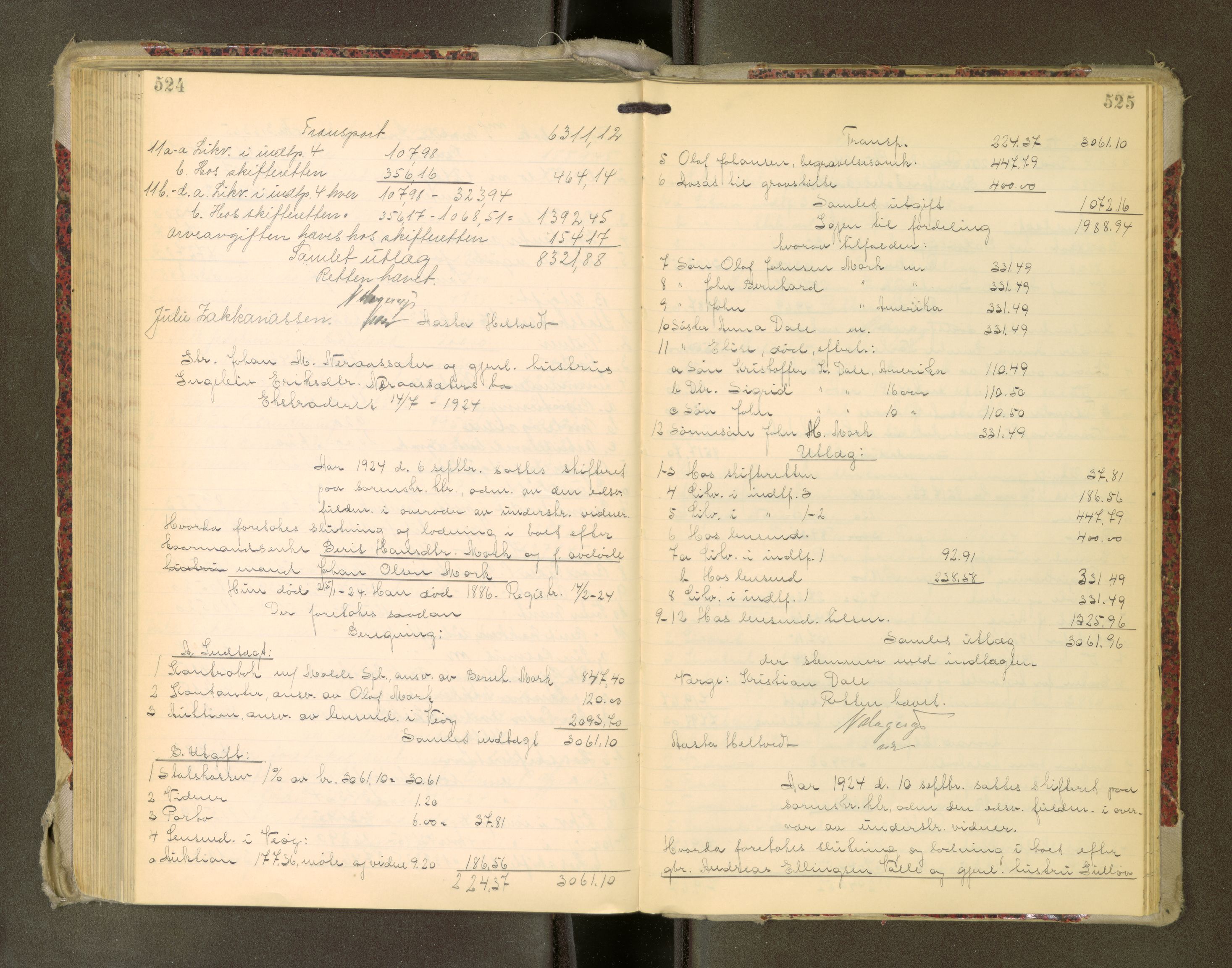 Romsdal sorenskriveri, AV/SAT-A-4149/1/3/3A/L0022: Skifteutlodnings Protokoll, 1920-1924, p. 524-525