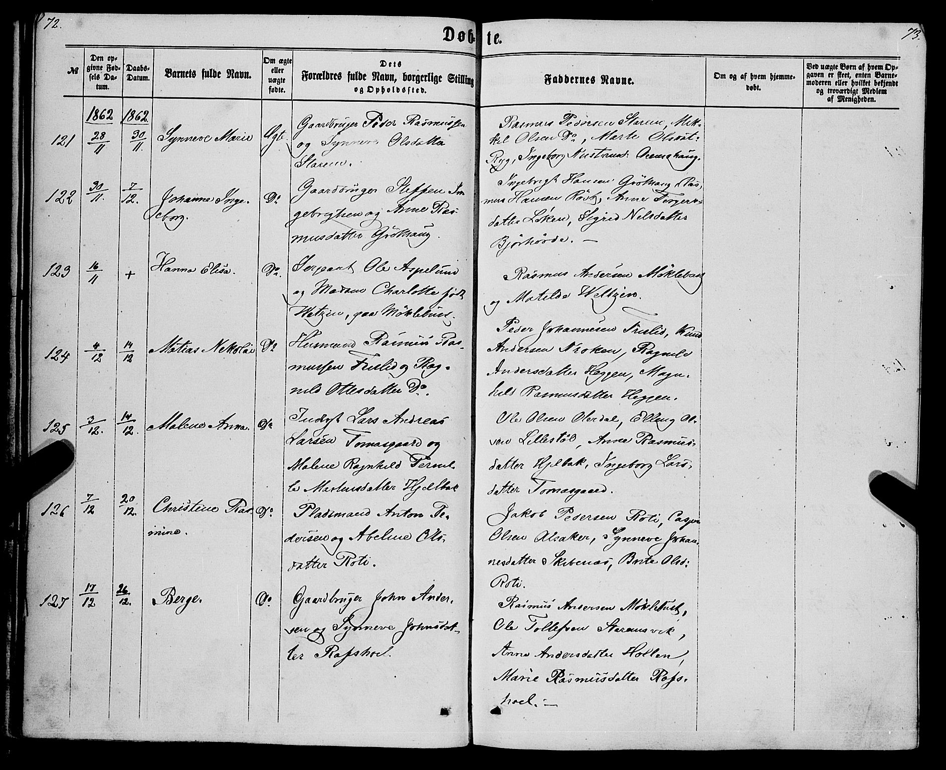 Eid sokneprestembete, AV/SAB-A-82301/H/Haa/Haaa/L0009: Parish register (official) no. A 9, 1861-1868, p. 72-73