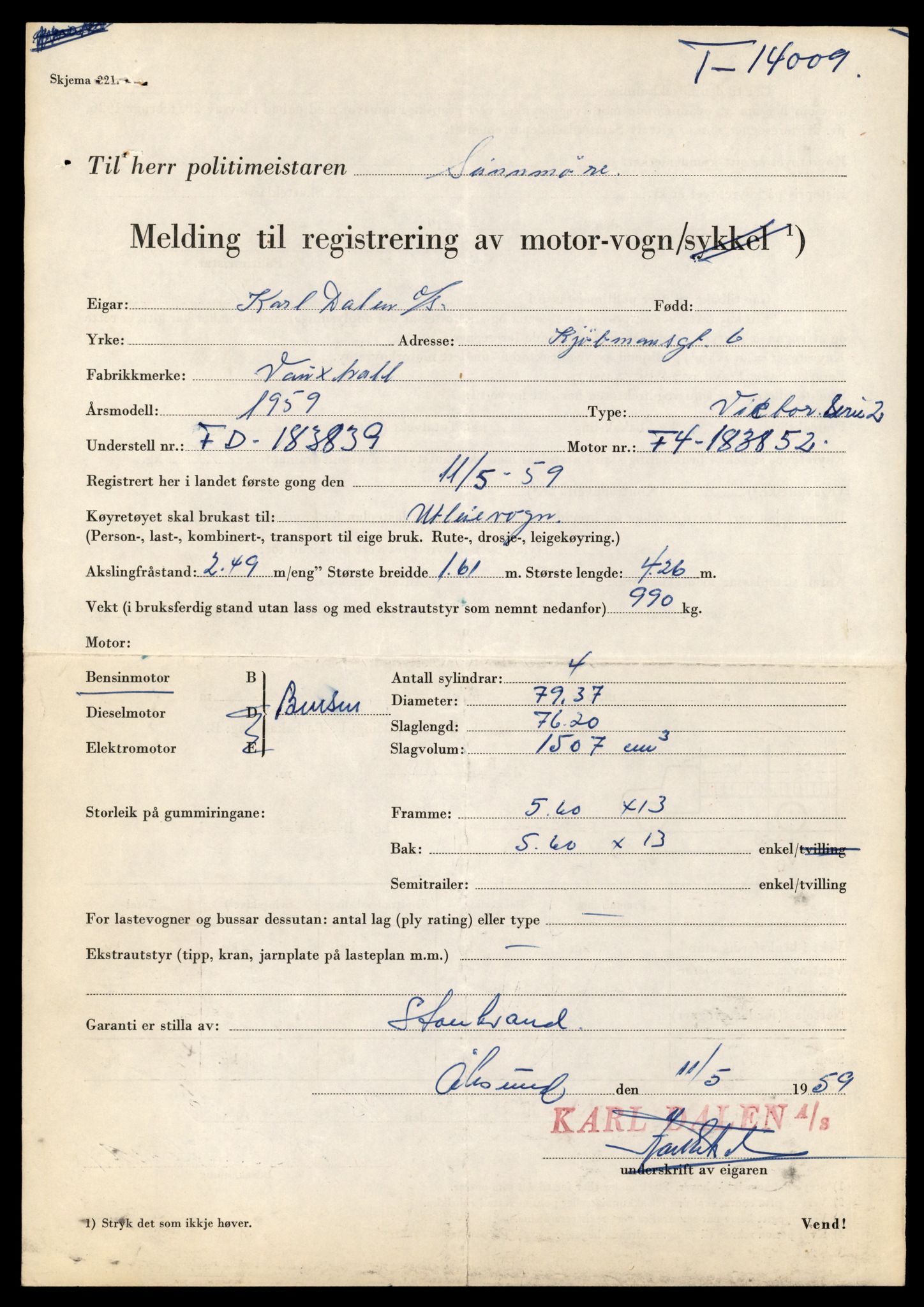 Møre og Romsdal vegkontor - Ålesund trafikkstasjon, AV/SAT-A-4099/F/Fe/L0042: Registreringskort for kjøretøy T 13906 - T 14079, 1927-1998, p. 1465