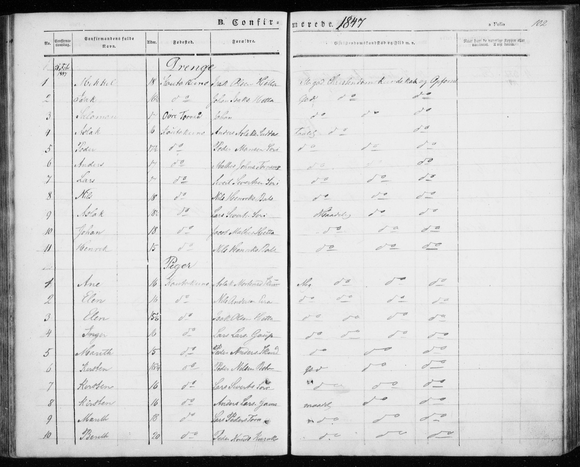 Kautokeino sokneprestembete, AV/SATØ-S-1340/H/Ha/L0002.kirke: Parish register (official) no. 2, 1843-1861, p. 102