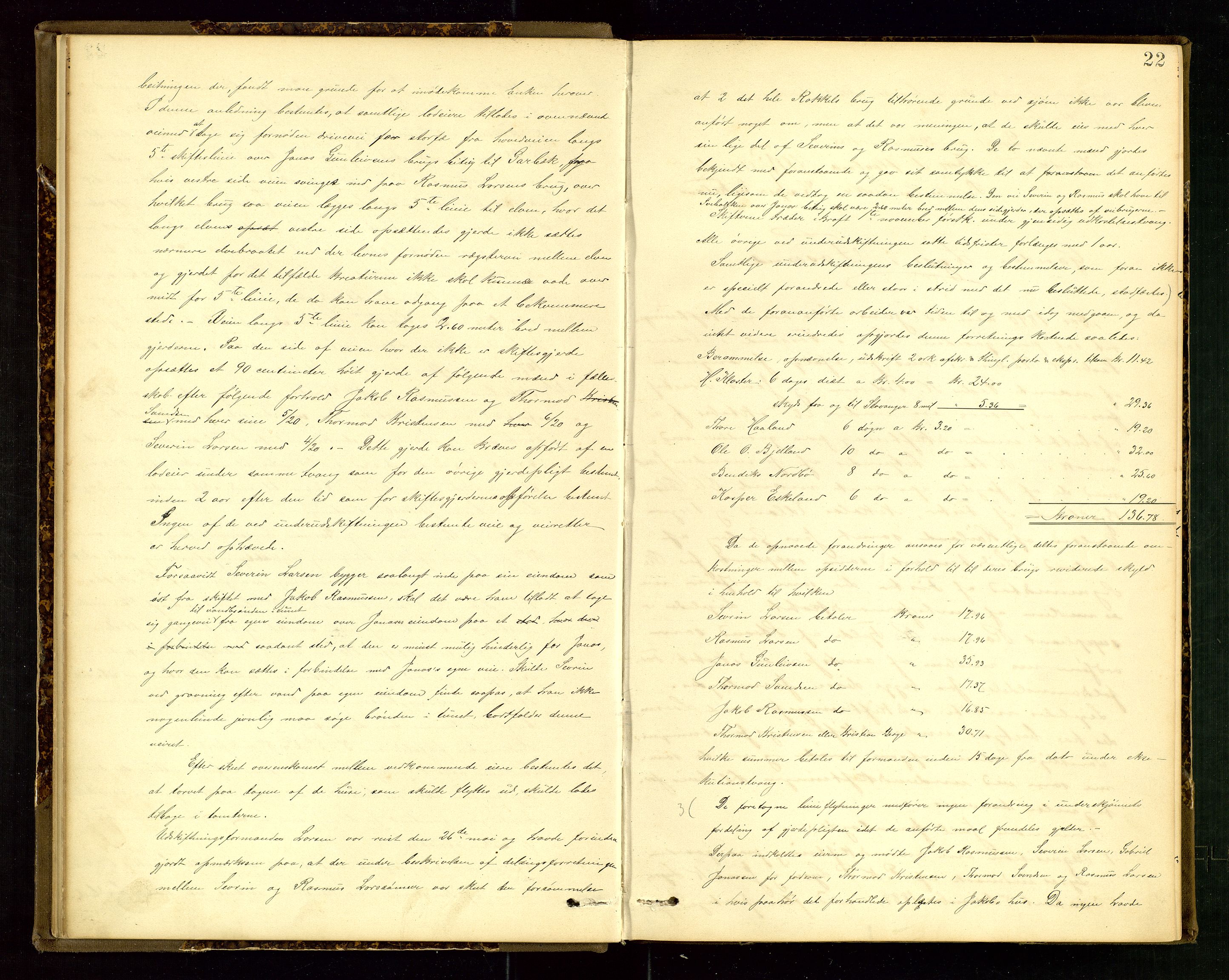 Rogaland jordskifterett, AV/SAST-A-102426/Oa/L0056: Forhandlingsprotokoll, 1884-1908, p. 22