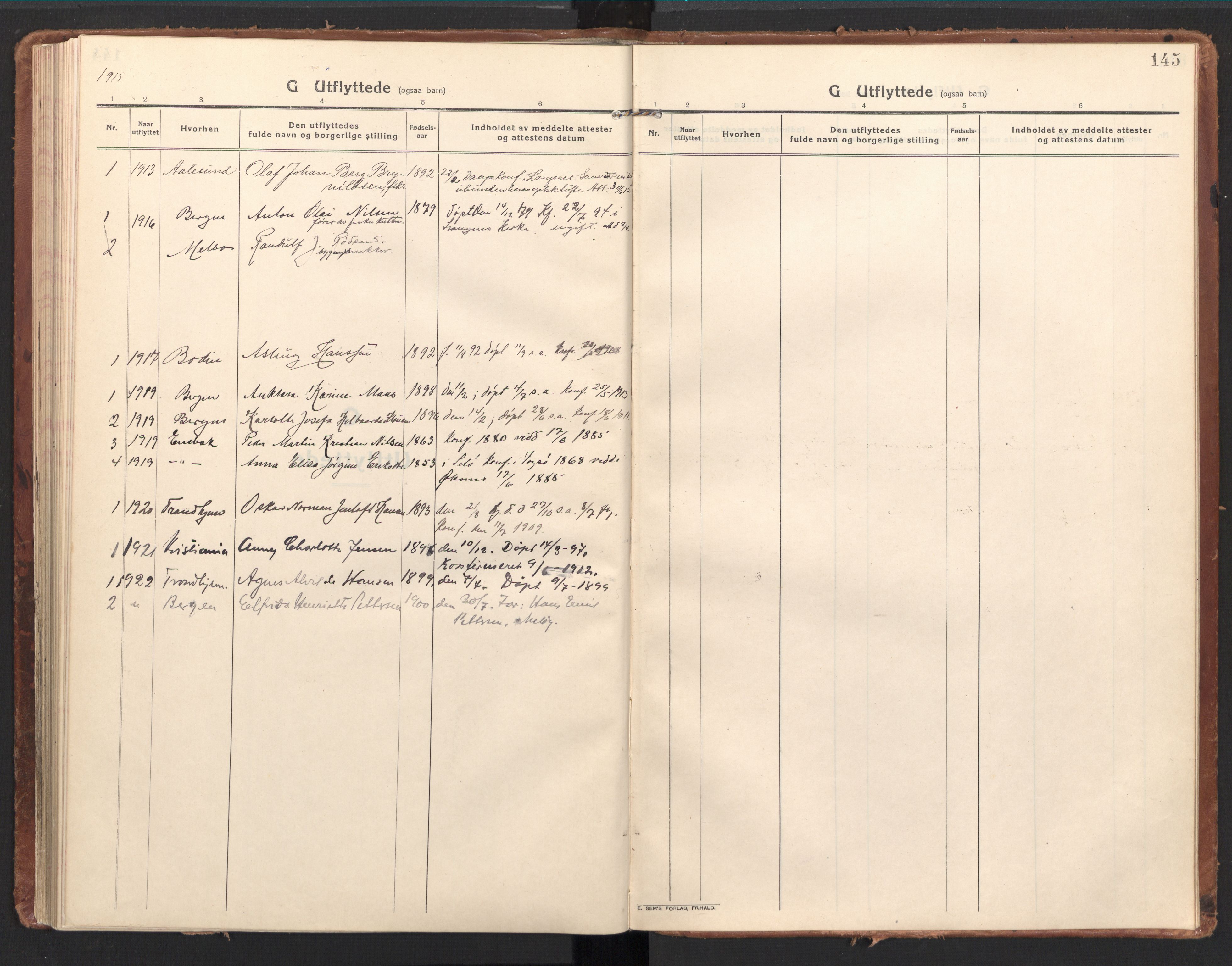 Ministerialprotokoller, klokkerbøker og fødselsregistre - Nordland, SAT/A-1459/894/L1357: Parish register (official) no. 894A03, 1913-1934, p. 145