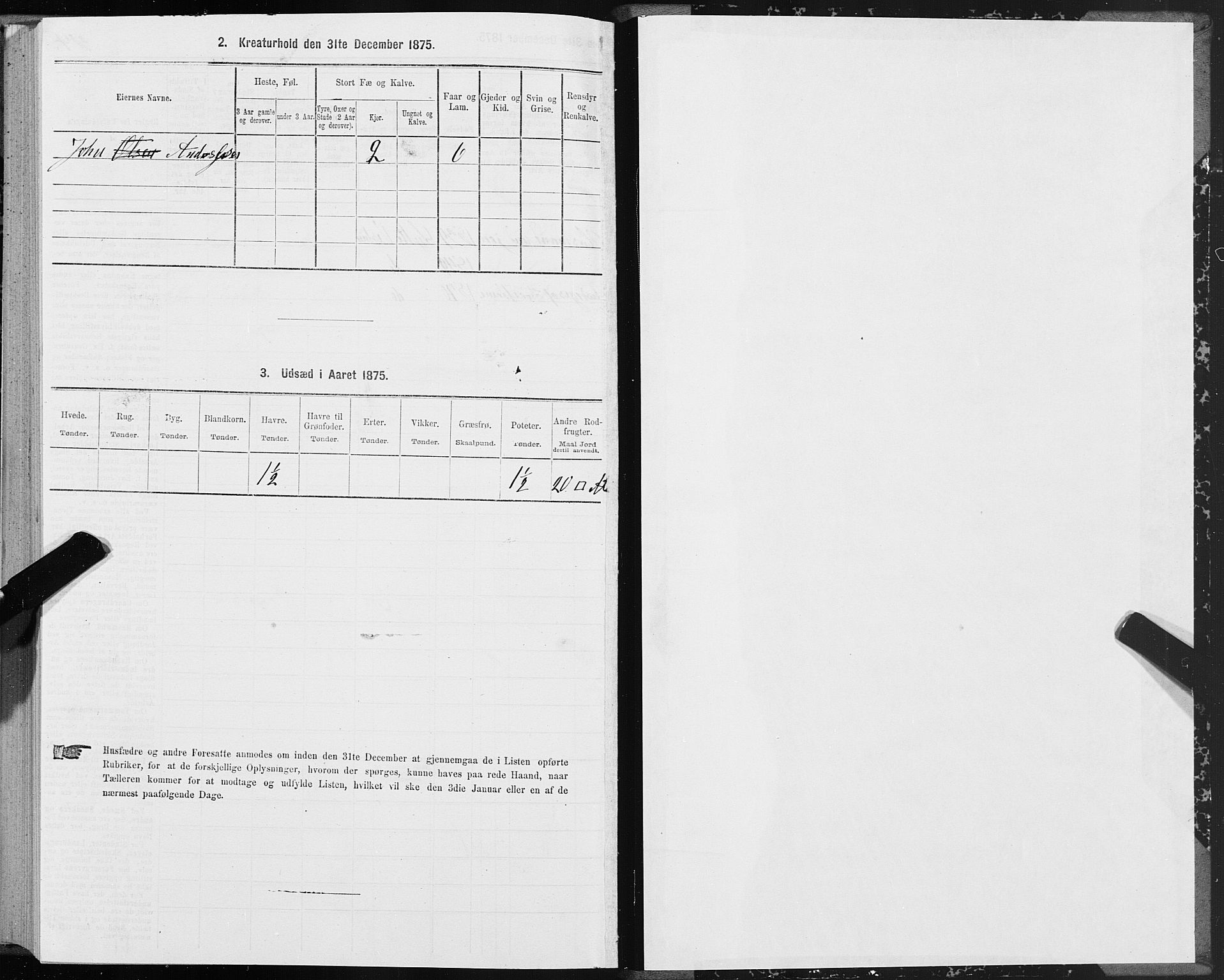 SAT, 1875 census for 1535P Vestnes, 1875