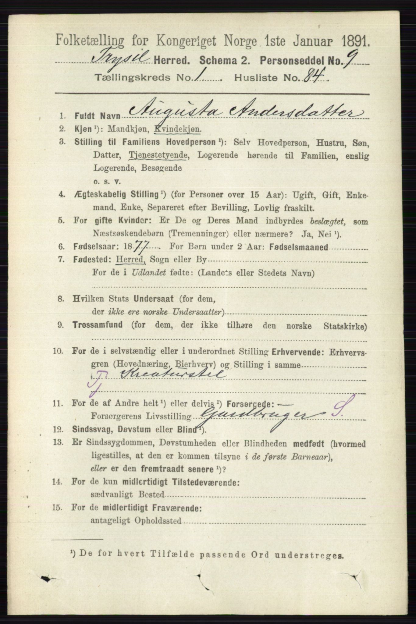 RA, 1891 census for 0428 Trysil, 1891, p. 651