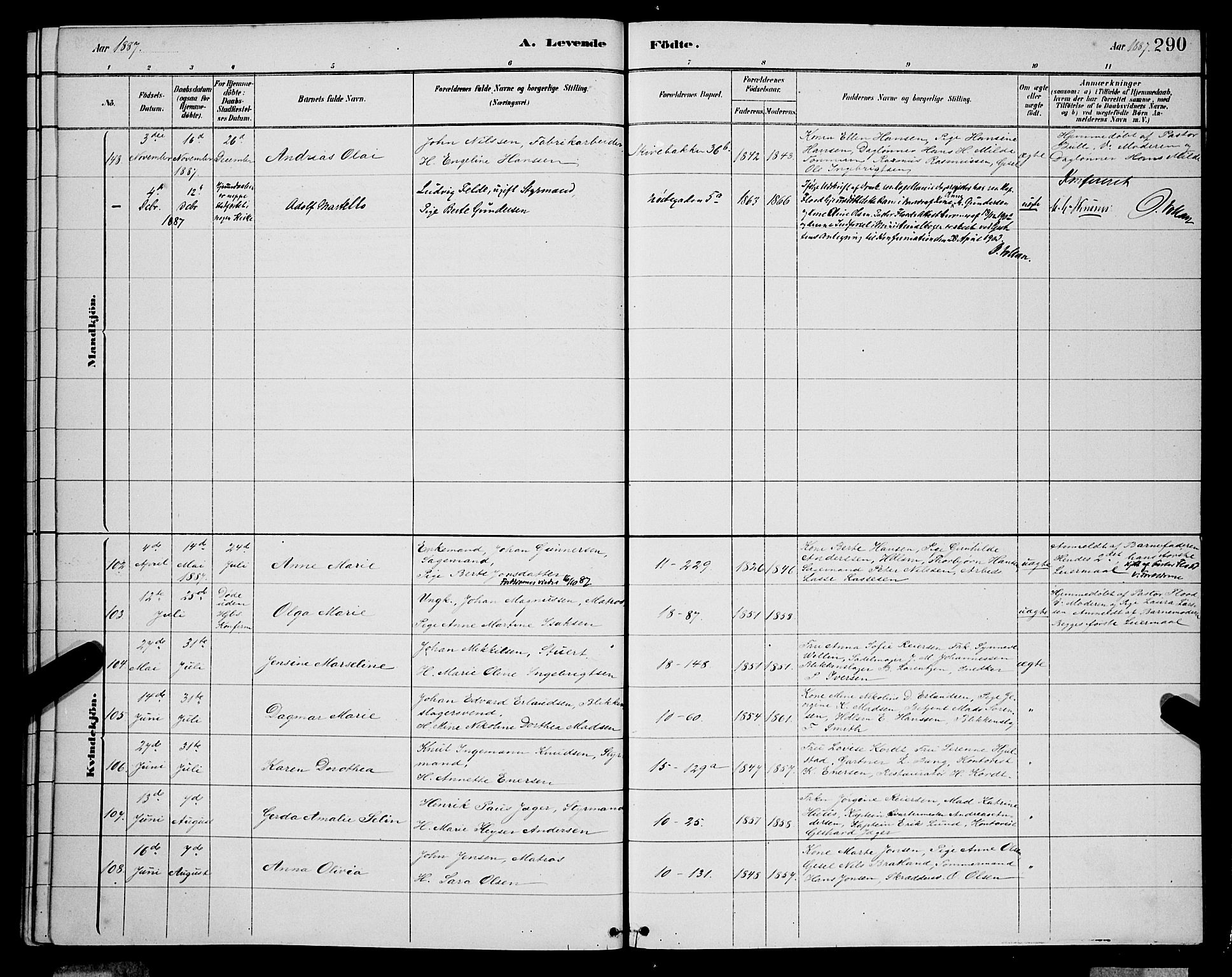 Domkirken sokneprestembete, SAB/A-74801/H/Hab/L0015: Parish register (copy) no. B 8, 1879-1887, p. 290
