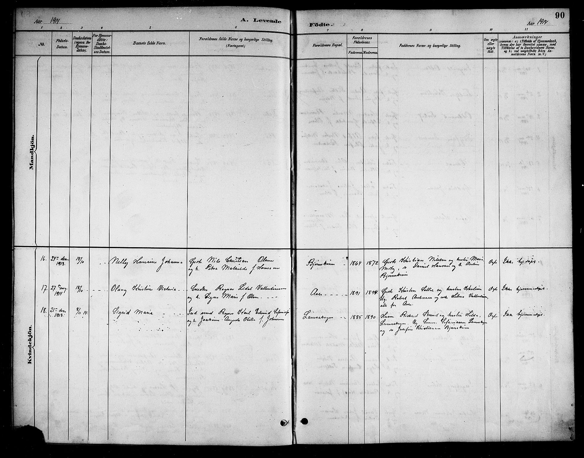 Ministerialprotokoller, klokkerbøker og fødselsregistre - Nordland, AV/SAT-A-1459/898/L1427: Parish register (copy) no. 898C02, 1887-1917, p. 90