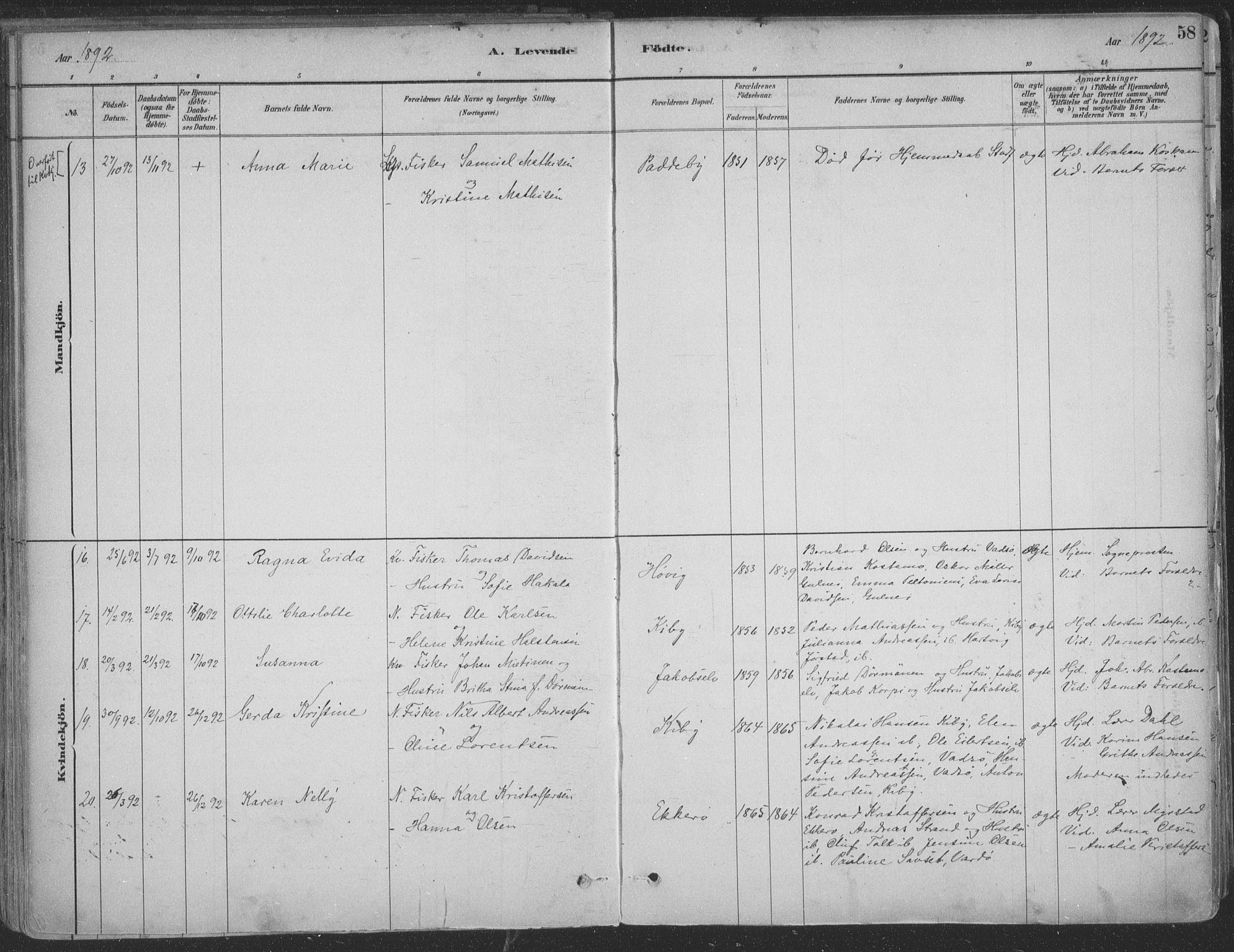 Vadsø sokneprestkontor, SATØ/S-1325/H/Ha/L0009kirke: Parish register (official) no. 9, 1881-1917, p. 58