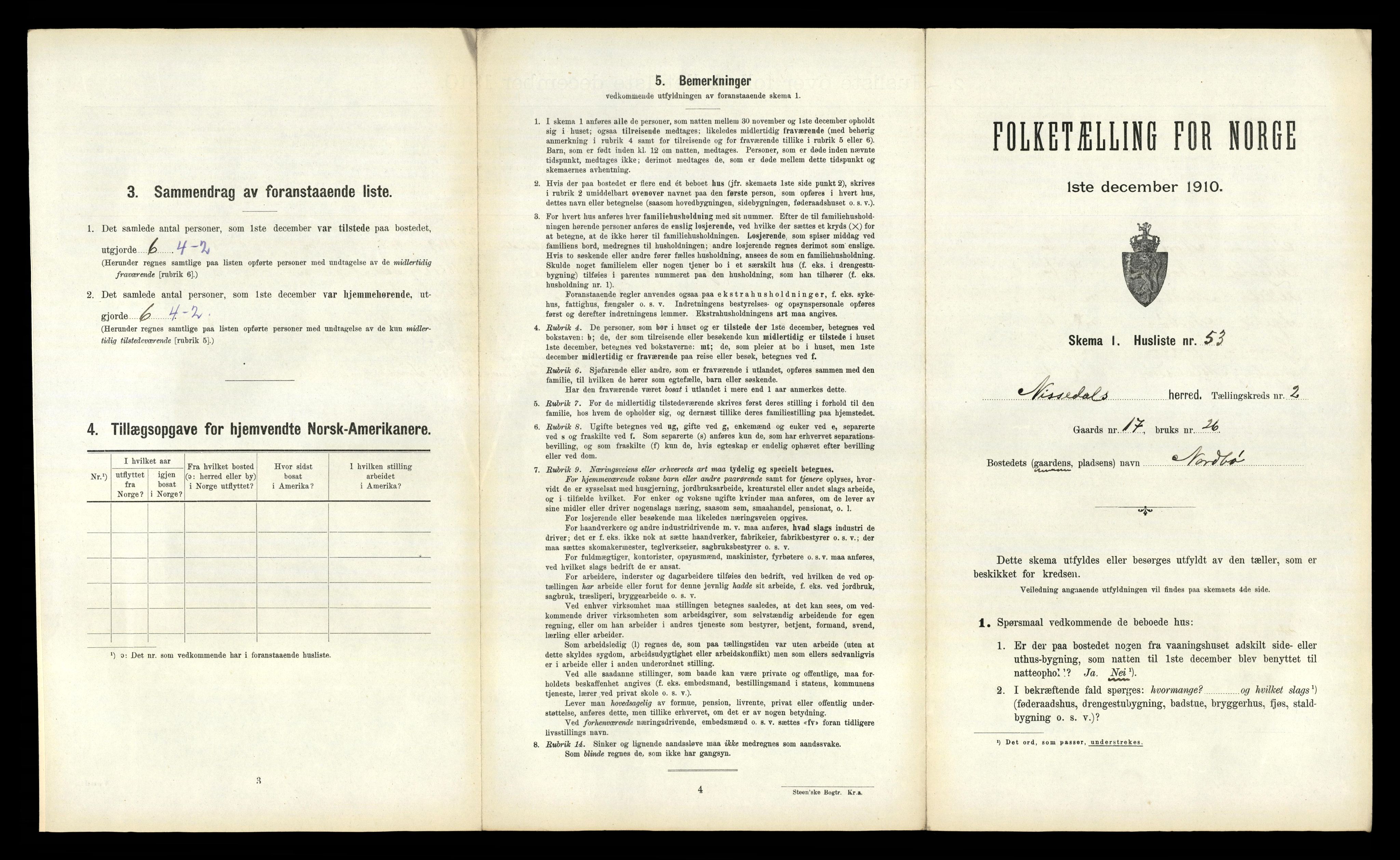 RA, 1910 census for Nissedal, 1910, p. 208