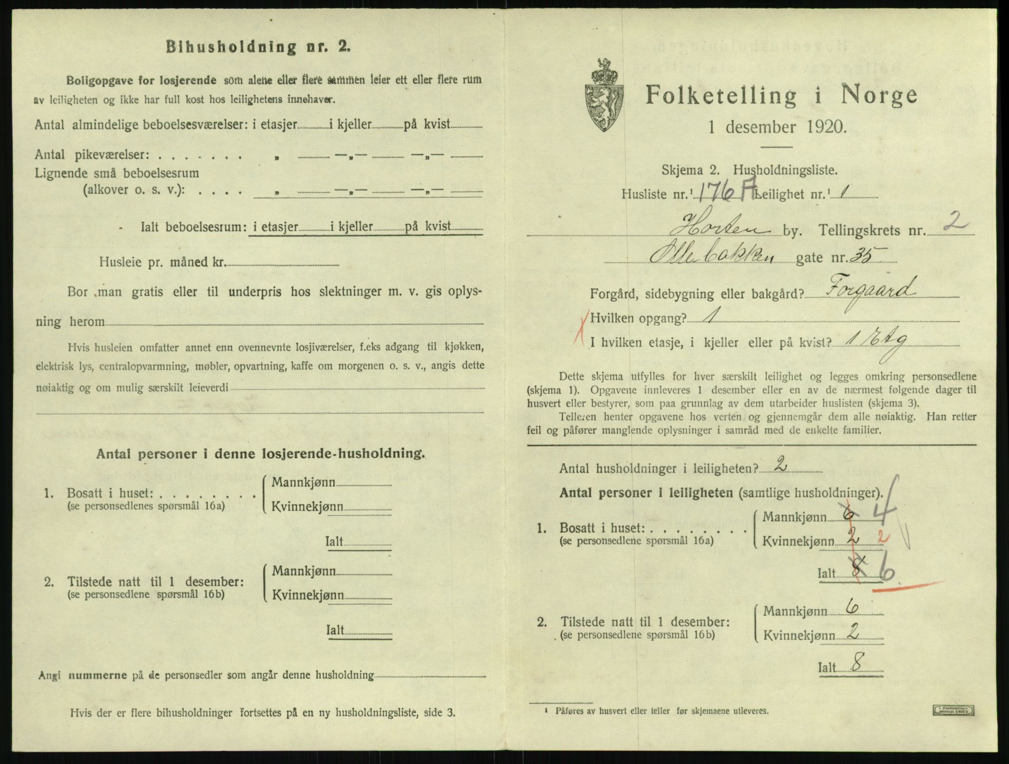 SAKO, 1920 census for Horten, 1920, p. 4001