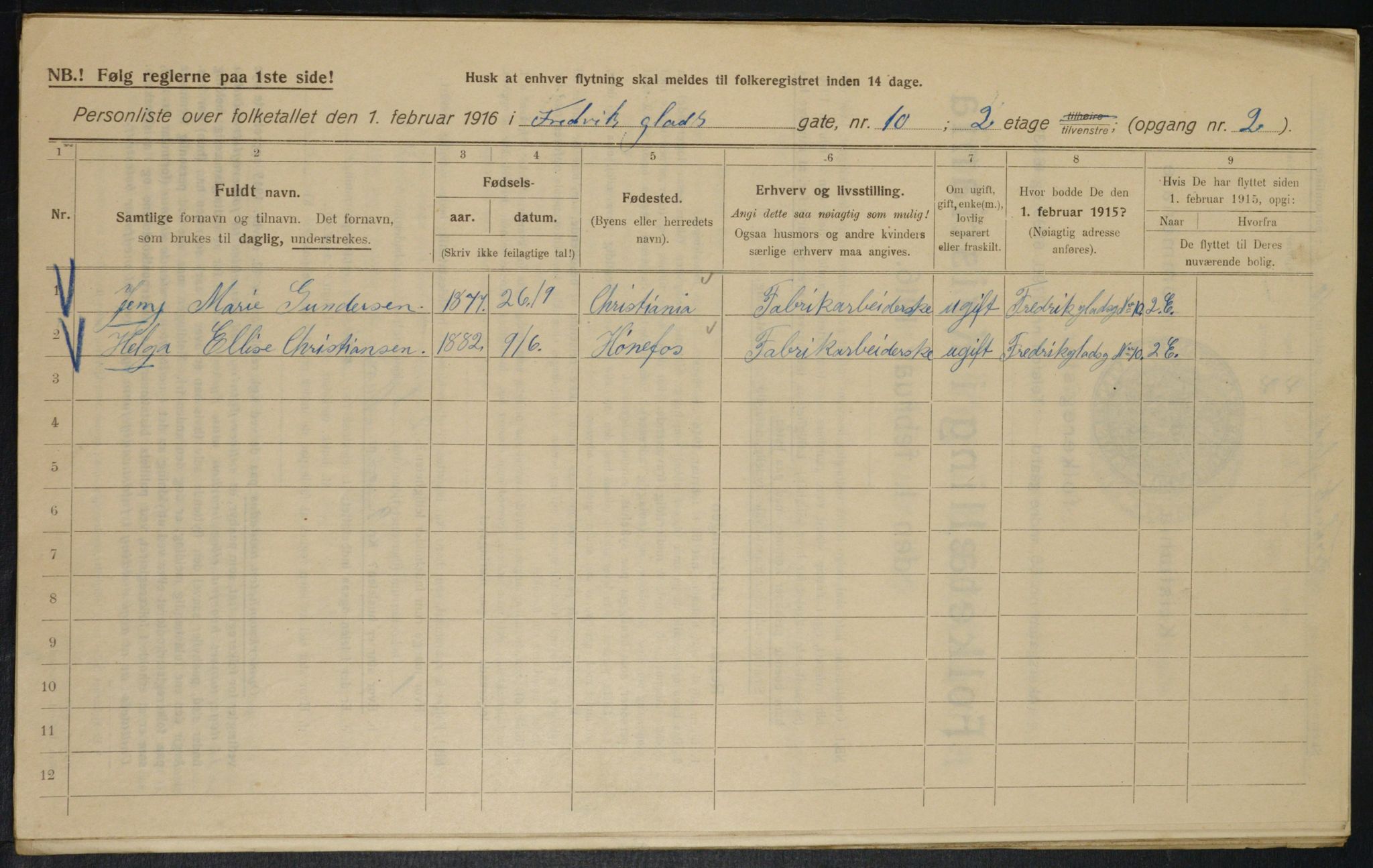 OBA, Municipal Census 1916 for Kristiania, 1916, p. 26926