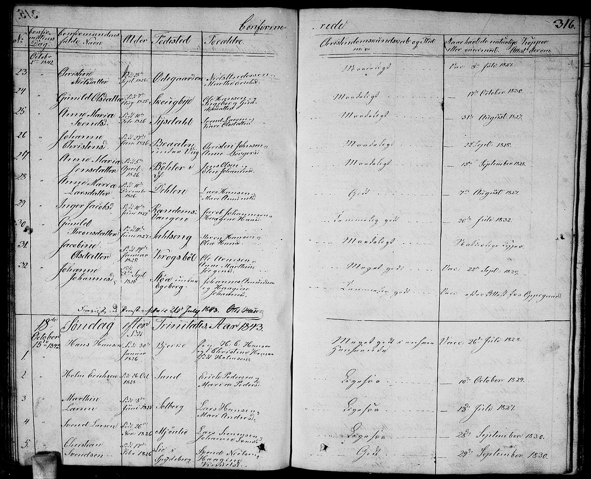 Enebakk prestekontor Kirkebøker, SAO/A-10171c/G/Ga/L0003: Parish register (copy) no. I 3, 1833-1849, p. 316