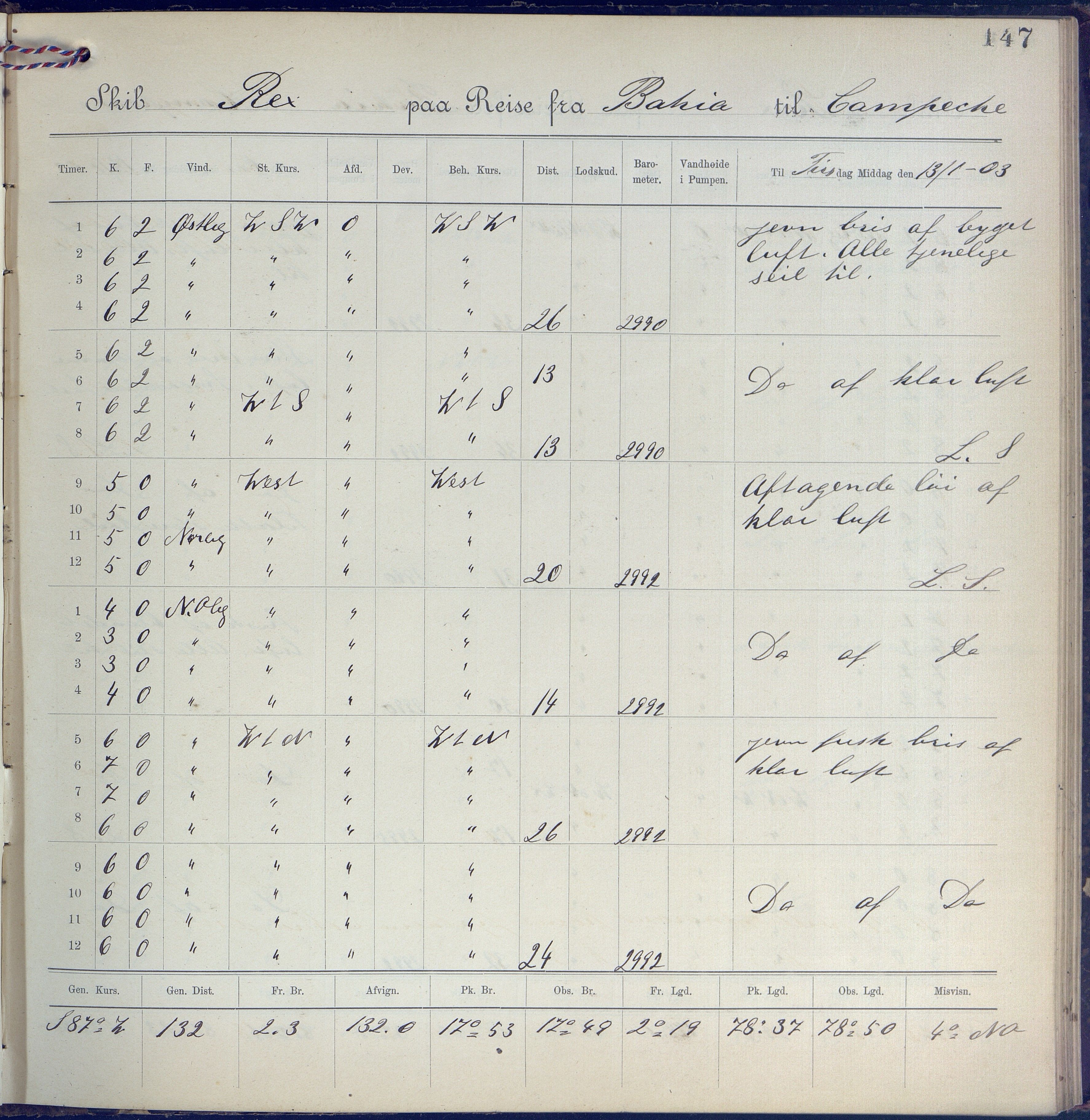 Fartøysarkivet, AAKS/PA-1934/F/L0310: Rex II (bark), 1902-1903, p. 147
