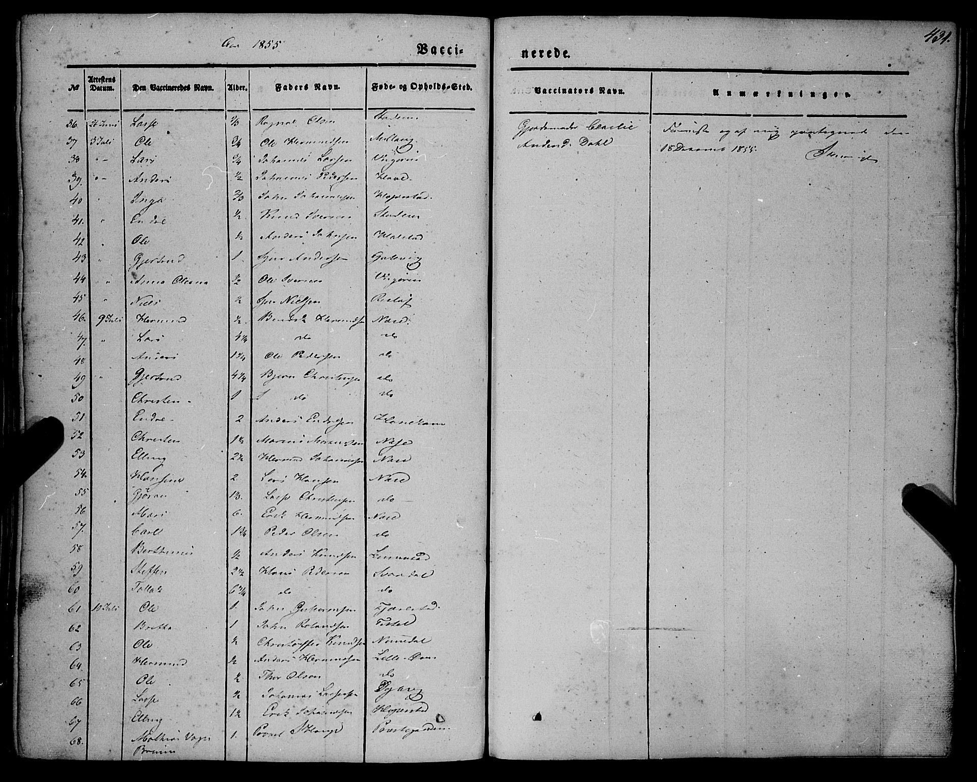 Vik sokneprestembete, AV/SAB-A-81501/H/Haa/Haaa/L0008: Parish register (official) no. A 8, 1846-1865, p. 431