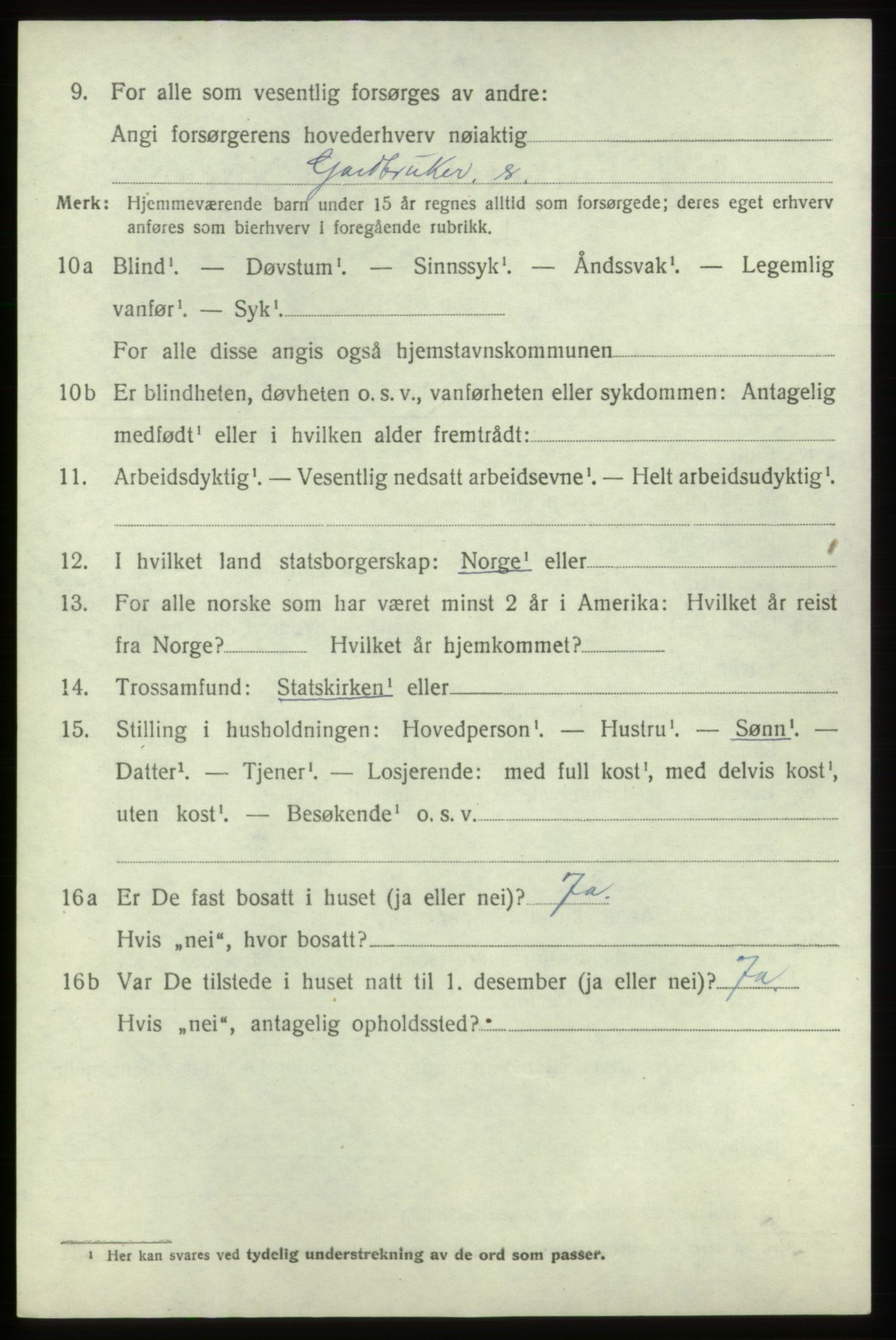 SAB, 1920 census for Fitjar, 1920, p. 5085