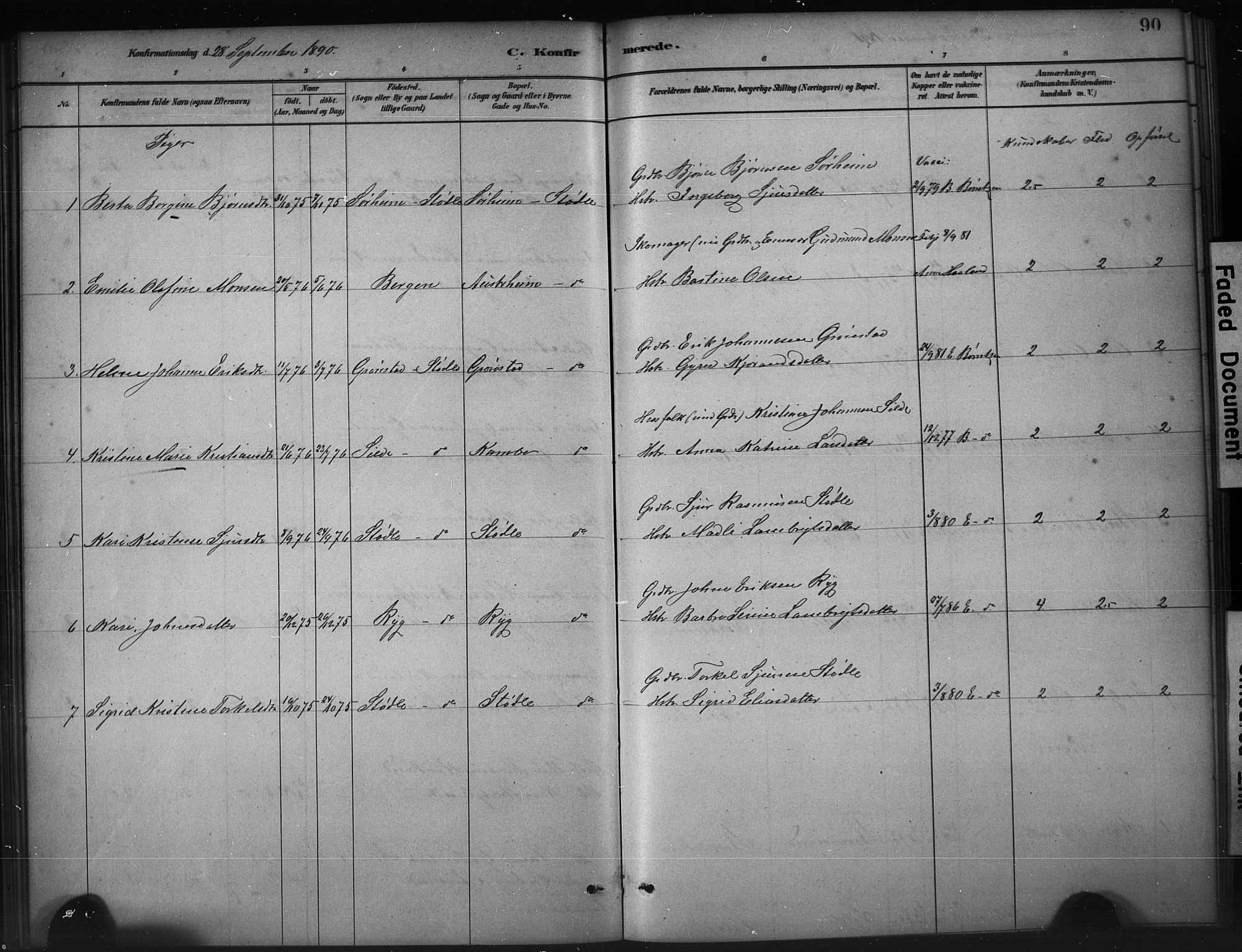 Etne sokneprestembete, SAB/A-75001/H/Hab: Parish register (copy) no. A 5, 1879-1896, p. 90