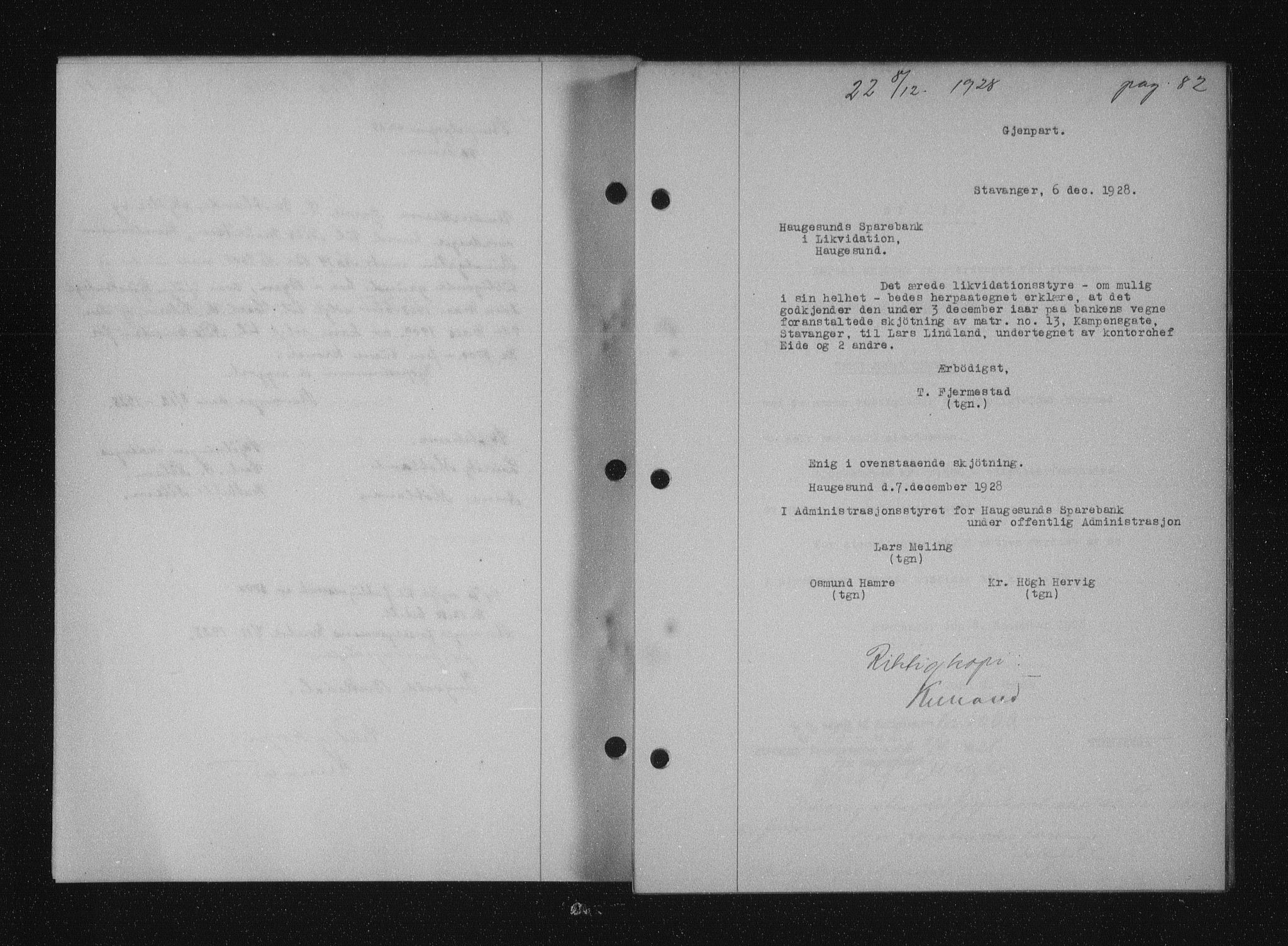 Stavanger byfogd, SAST/A-101408/001/4/41/410/410BB/L0055: Mortgage book no. 43, 1928-1929, Deed date: 08.12.1928