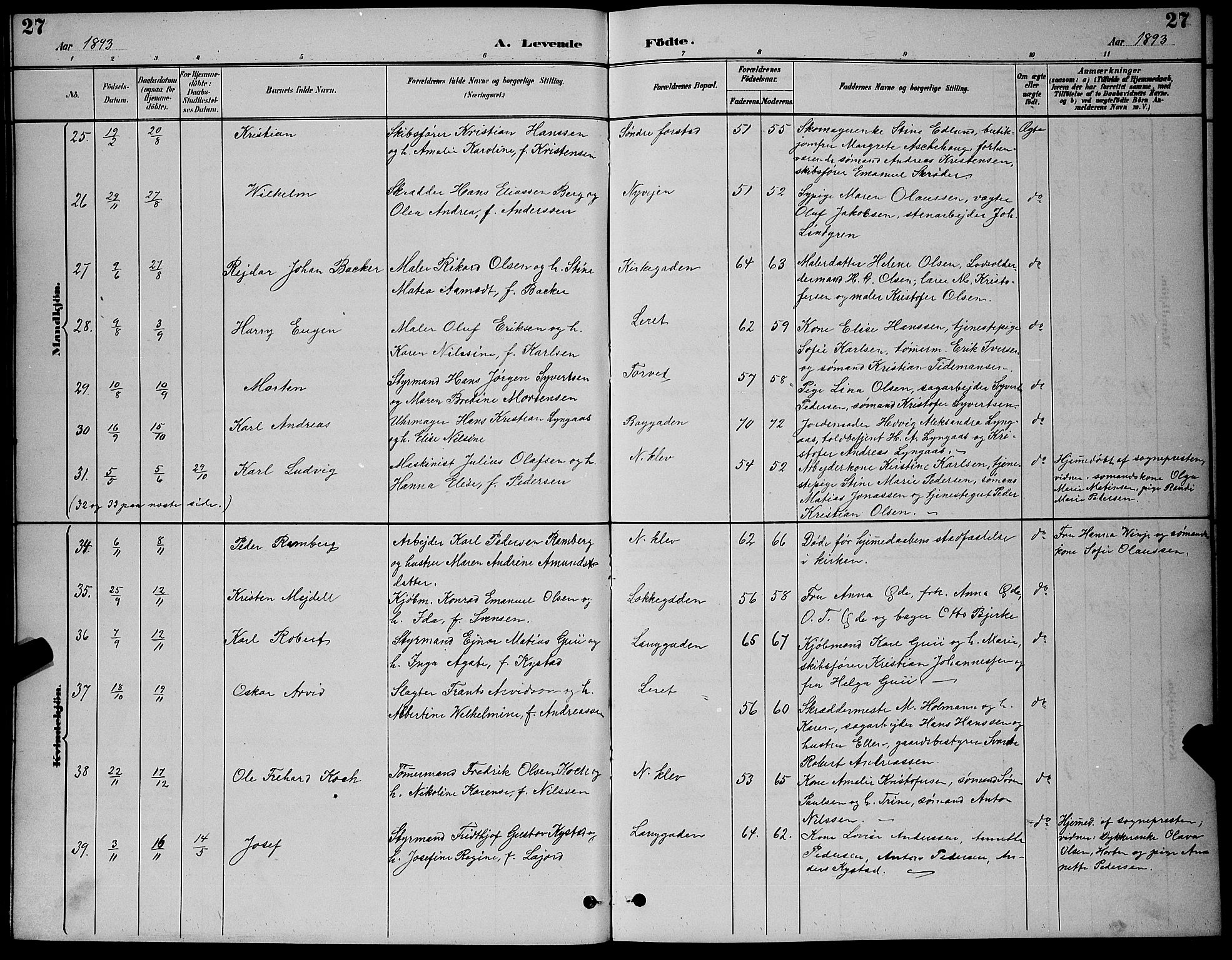 Holmestrand kirkebøker, SAKO/A-346/G/Ga/L0005: Parish register (copy) no. 5, 1889-1901, p. 27