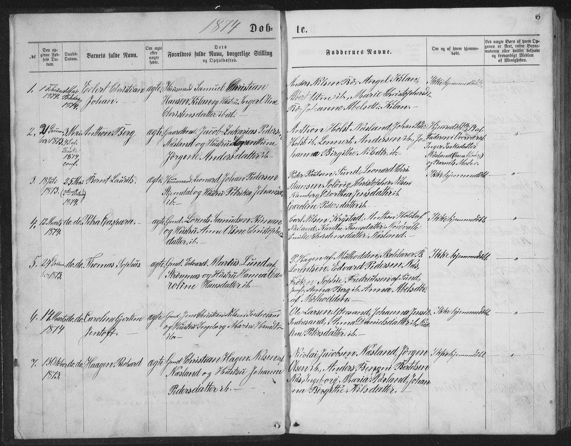 Ministerialprotokoller, klokkerbøker og fødselsregistre - Nordland, SAT/A-1459/885/L1213: Parish register (copy) no. 885C02, 1874-1892, p. 6