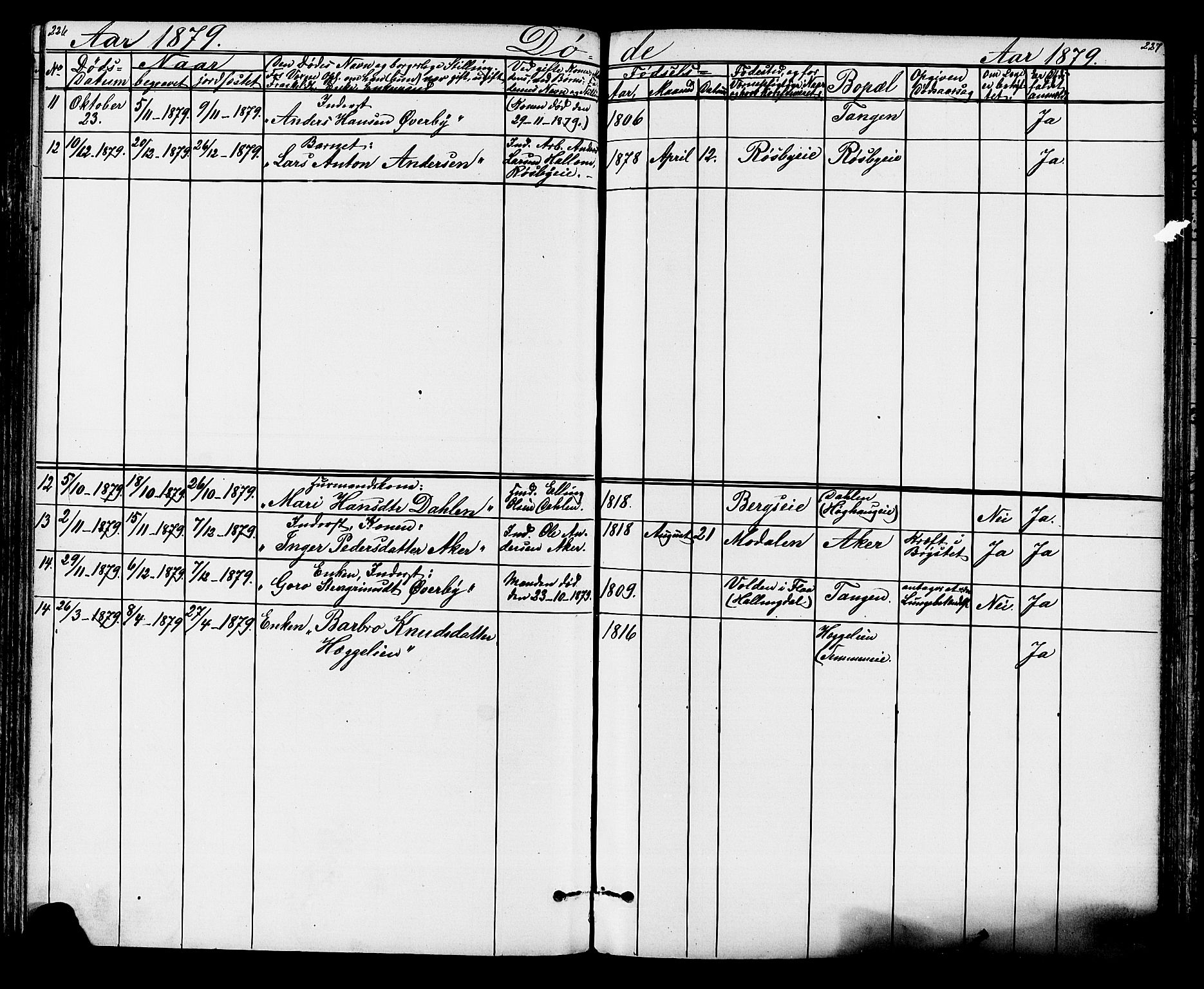 Lunder kirkebøker, AV/SAKO-A-629/G/Ga/L0003a: Parish register (copy) no. I 3, 1869-1888, p. 226-227