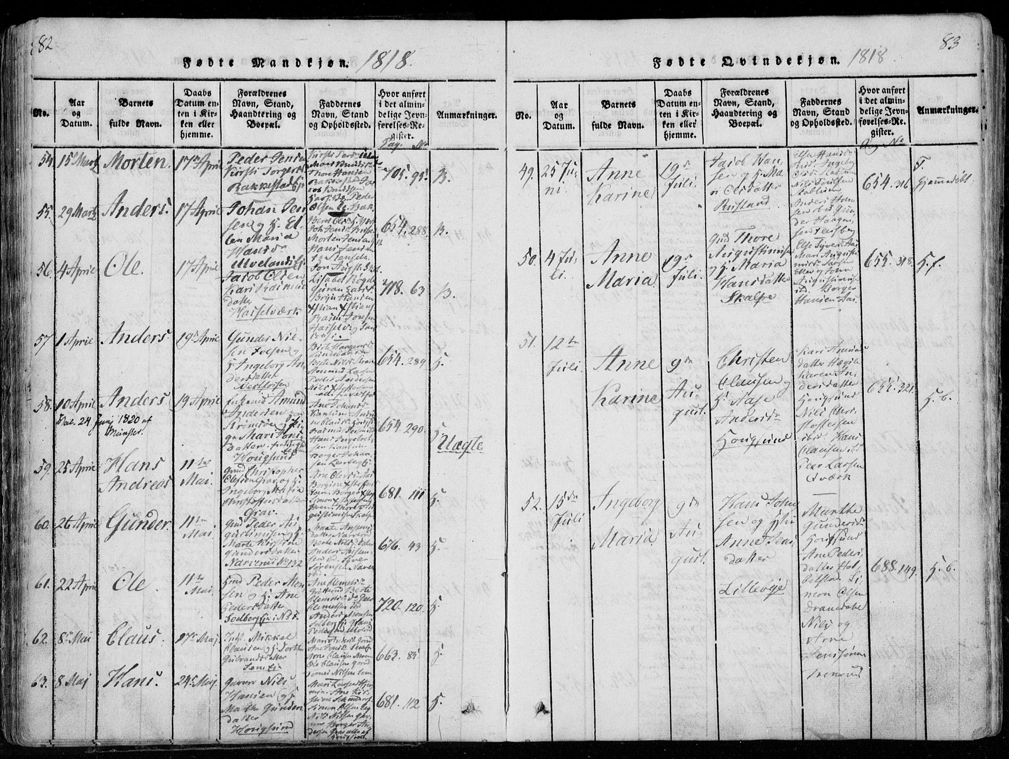 Eiker kirkebøker, SAKO/A-4/F/Fa/L0011: Parish register (official) no. I 11, 1814-1827, p. 82-83