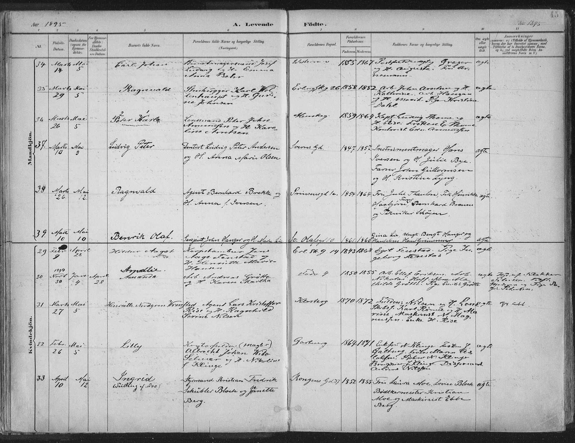 Ministerialprotokoller, klokkerbøker og fødselsregistre - Sør-Trøndelag, SAT/A-1456/601/L0062: Parish register (official) no. 601A30, 1891-1911, p. 45